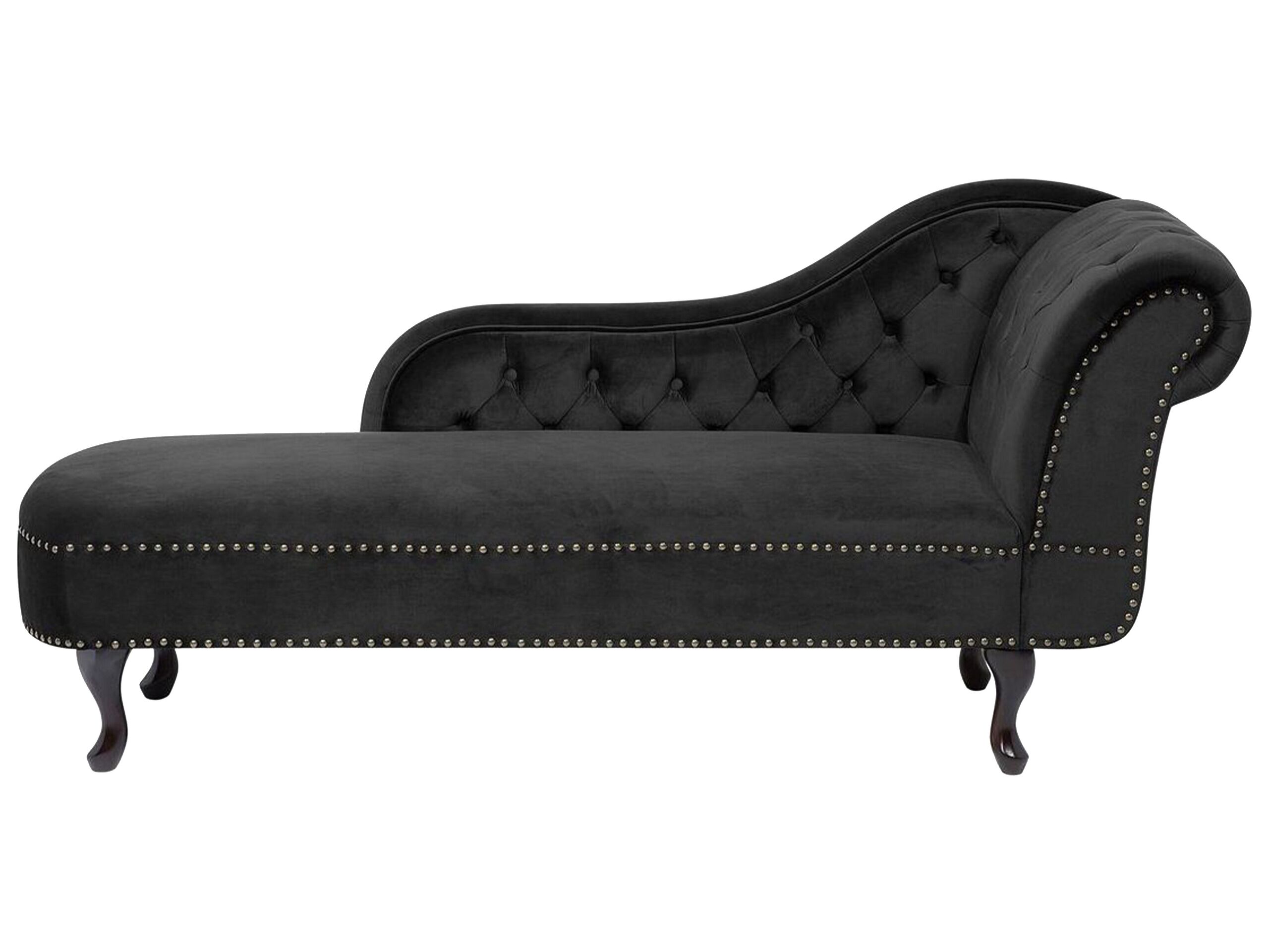Right Hand Chaise Lounge Velvet Black NIMES - Gemini Interiors