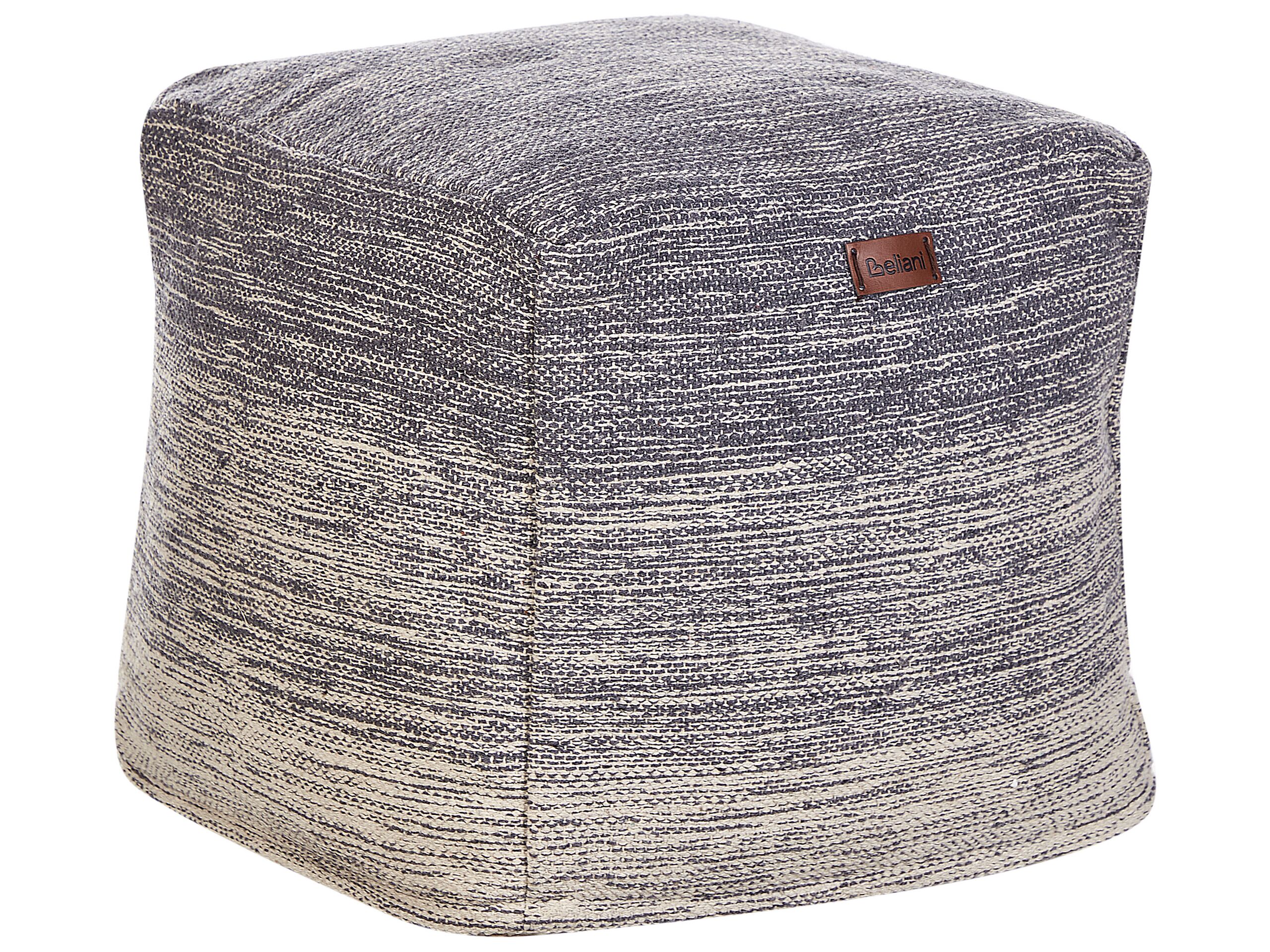 Cotton Pouffe Light Grey HIRRI - Gemini Interiors