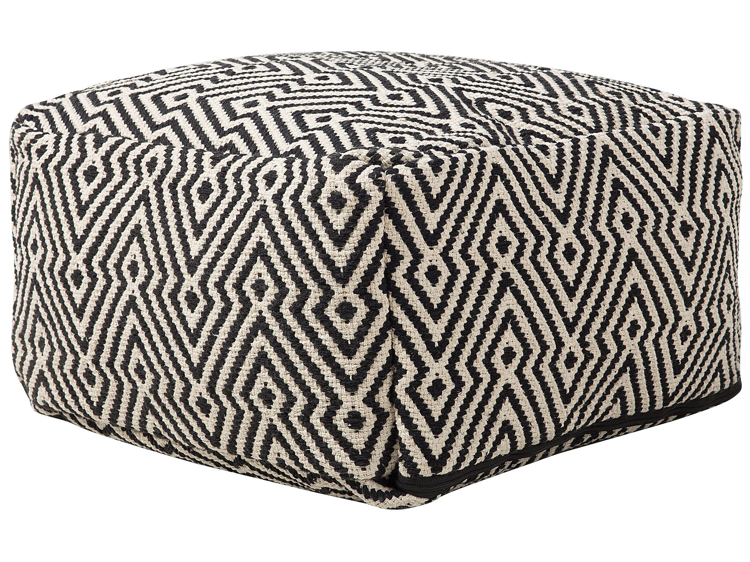 Cotton Pouffe Black and White MUKKI - Gemini Interiors