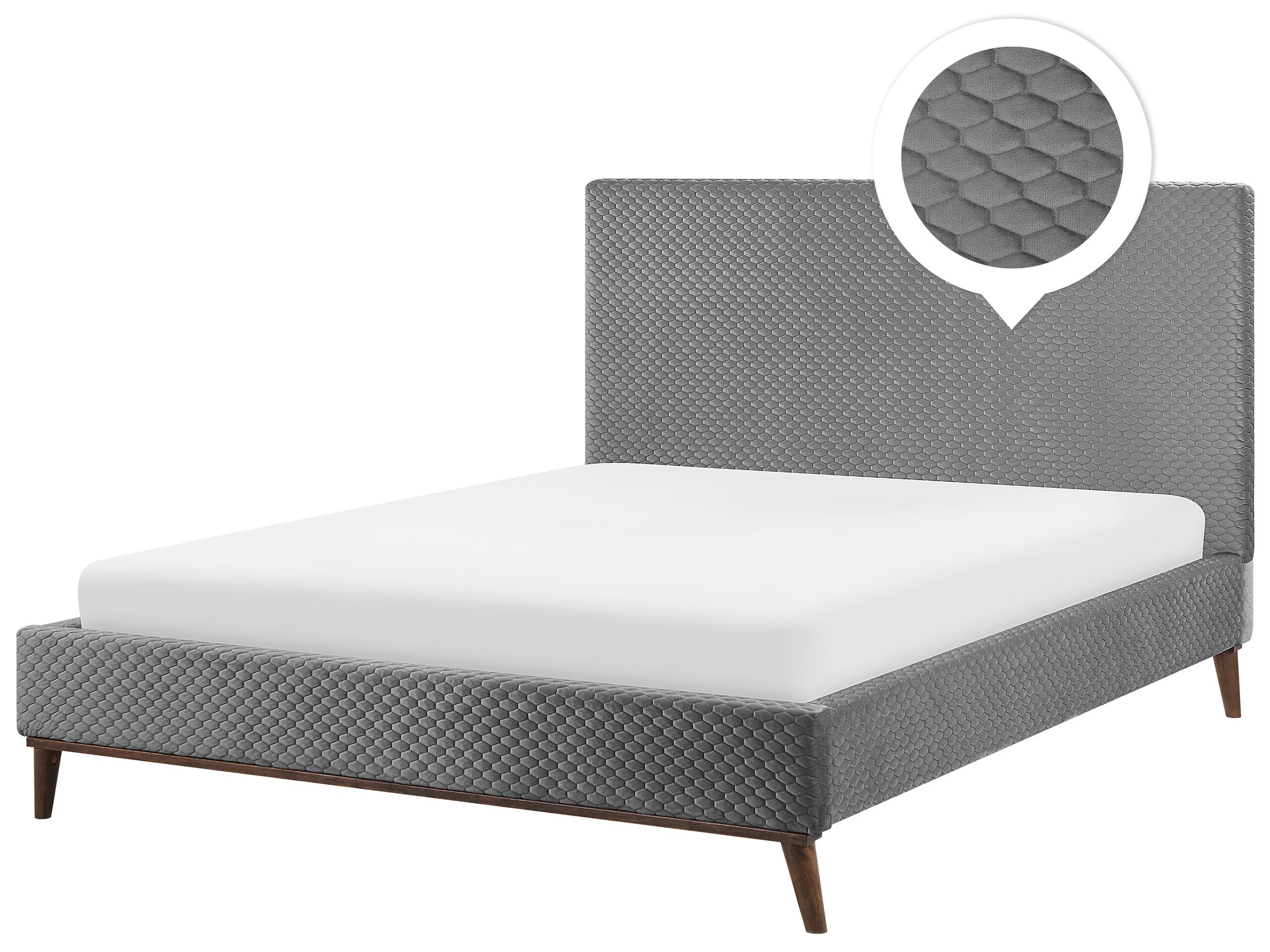 Velvet EU Super King Size Bed Light Grey BAYONNE - Gemini Interiors