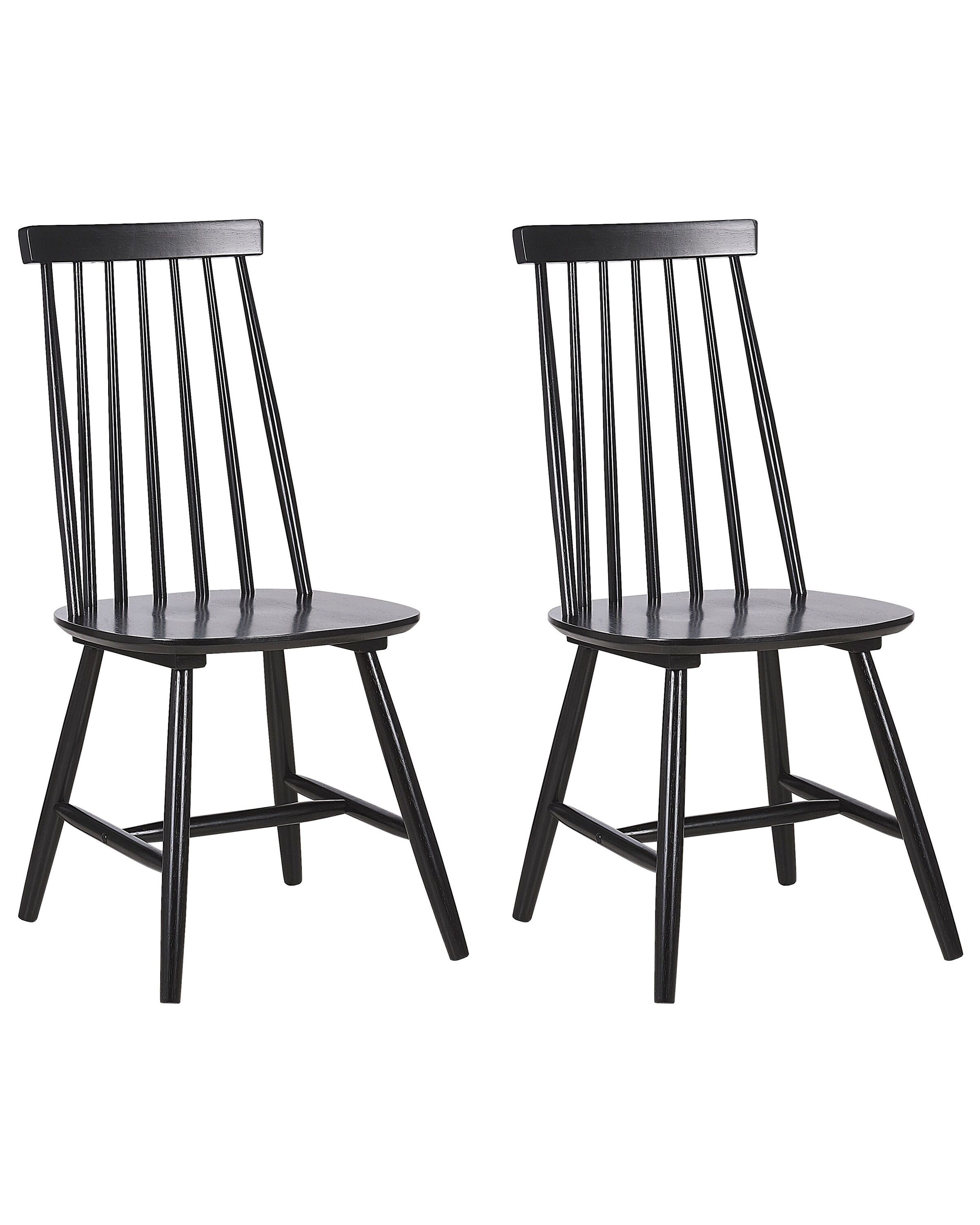 Set of 2 Wooden Dining Chairs Black BURBANK - Gemini Interiors