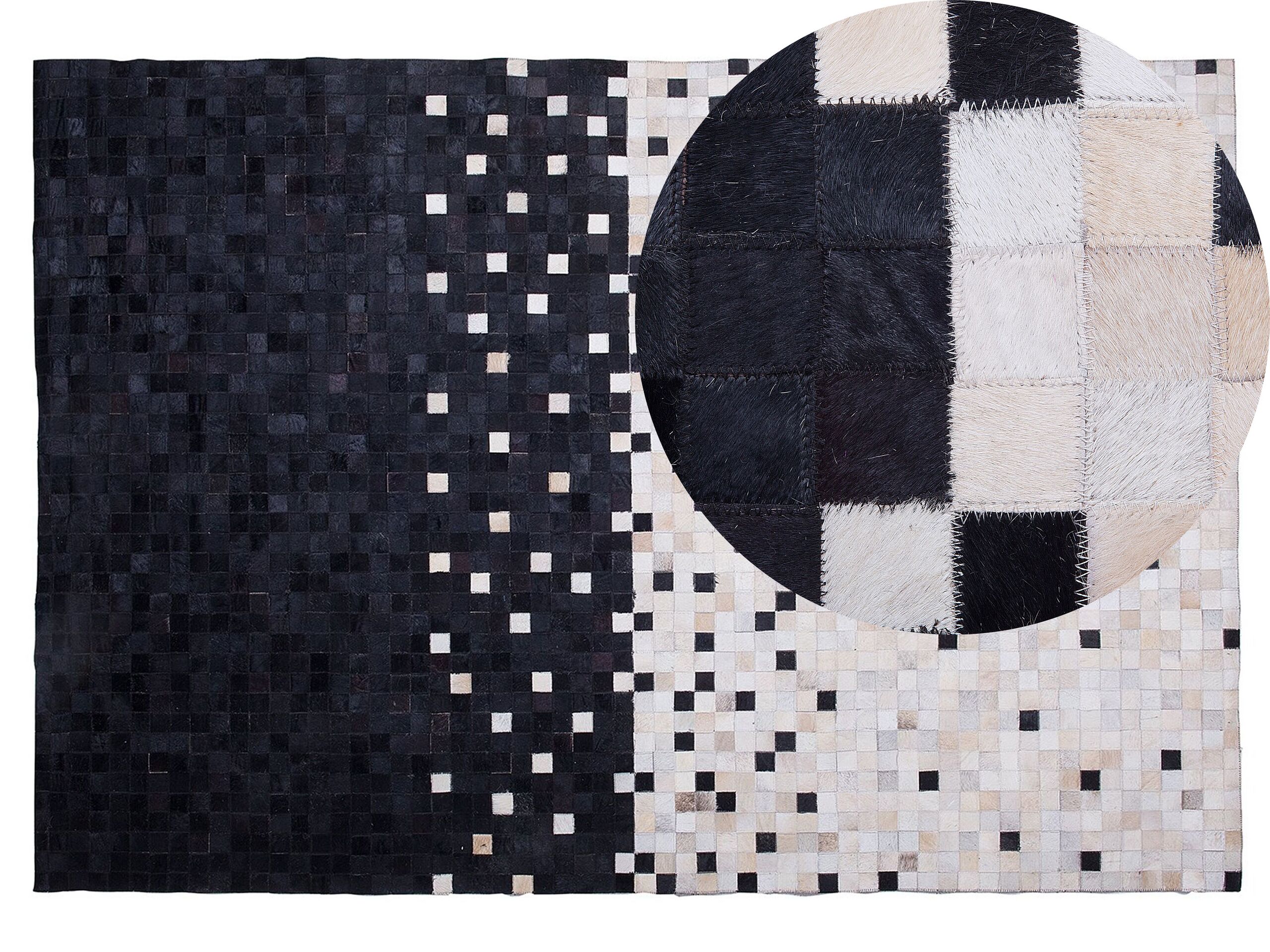 Cowhide Area Rug 140x200cm Black and Beige - Gemini Interiors