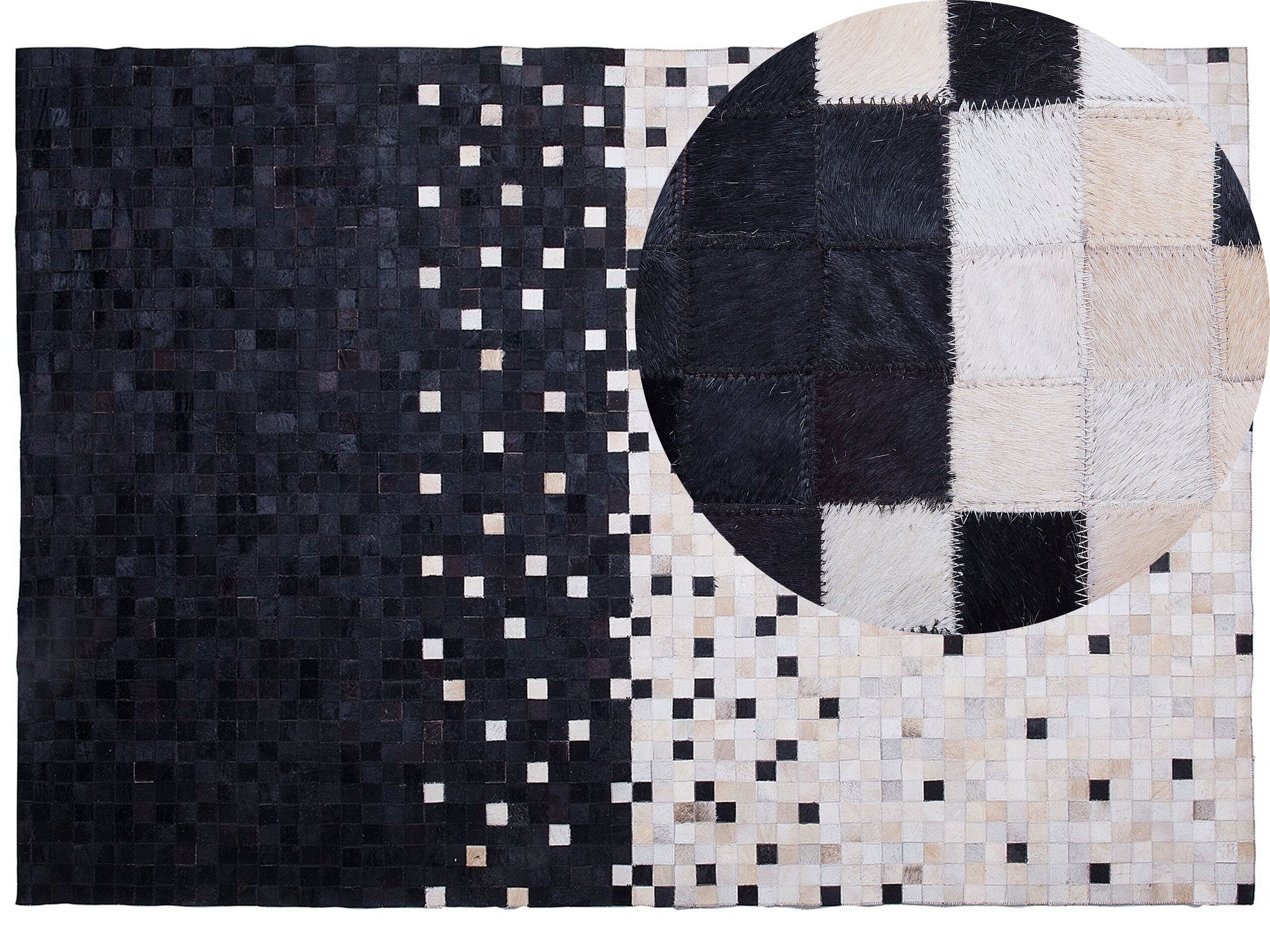 Cowhide Area Rug 160x230cm Black and Beige - Gemini Interiors