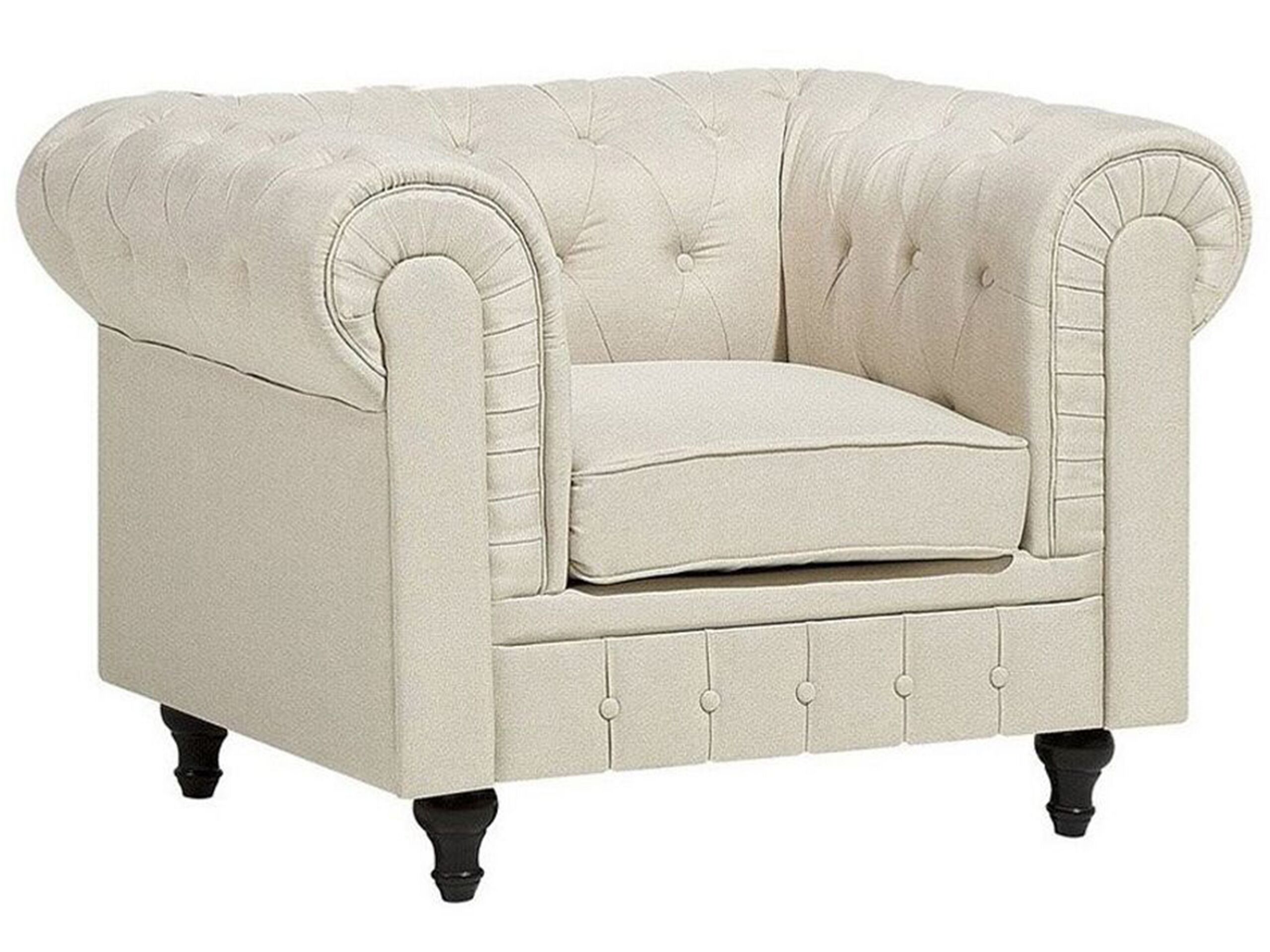 Fabric Armchair Beige CHESTERFIELD - Gemini Interiors