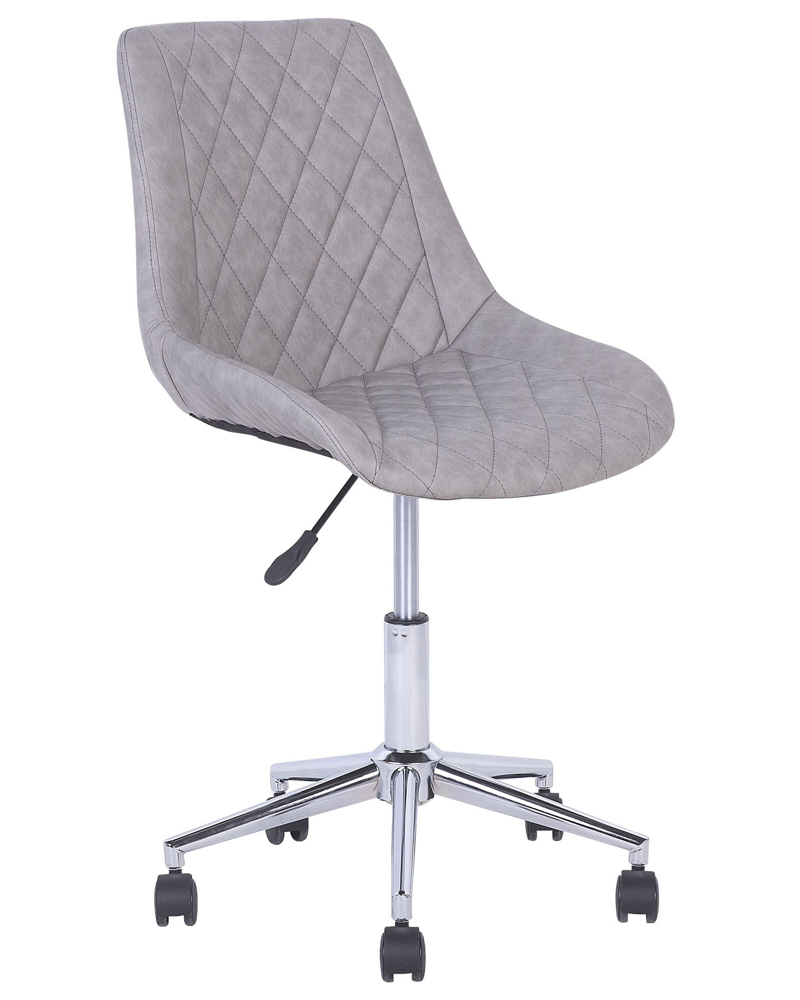 Faux Leather Armless Desk Chair Grey MARIBEL - Gemini Interiors