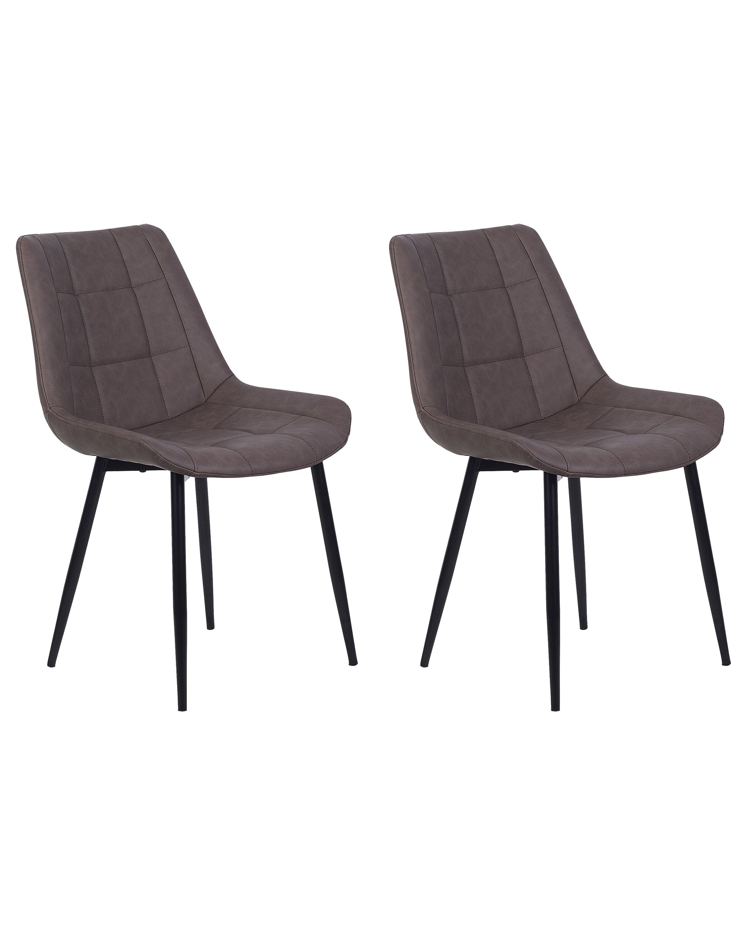 Set of 2 Faux Leather Dining Chairs Brown MELROSE II - Gemini Interiors