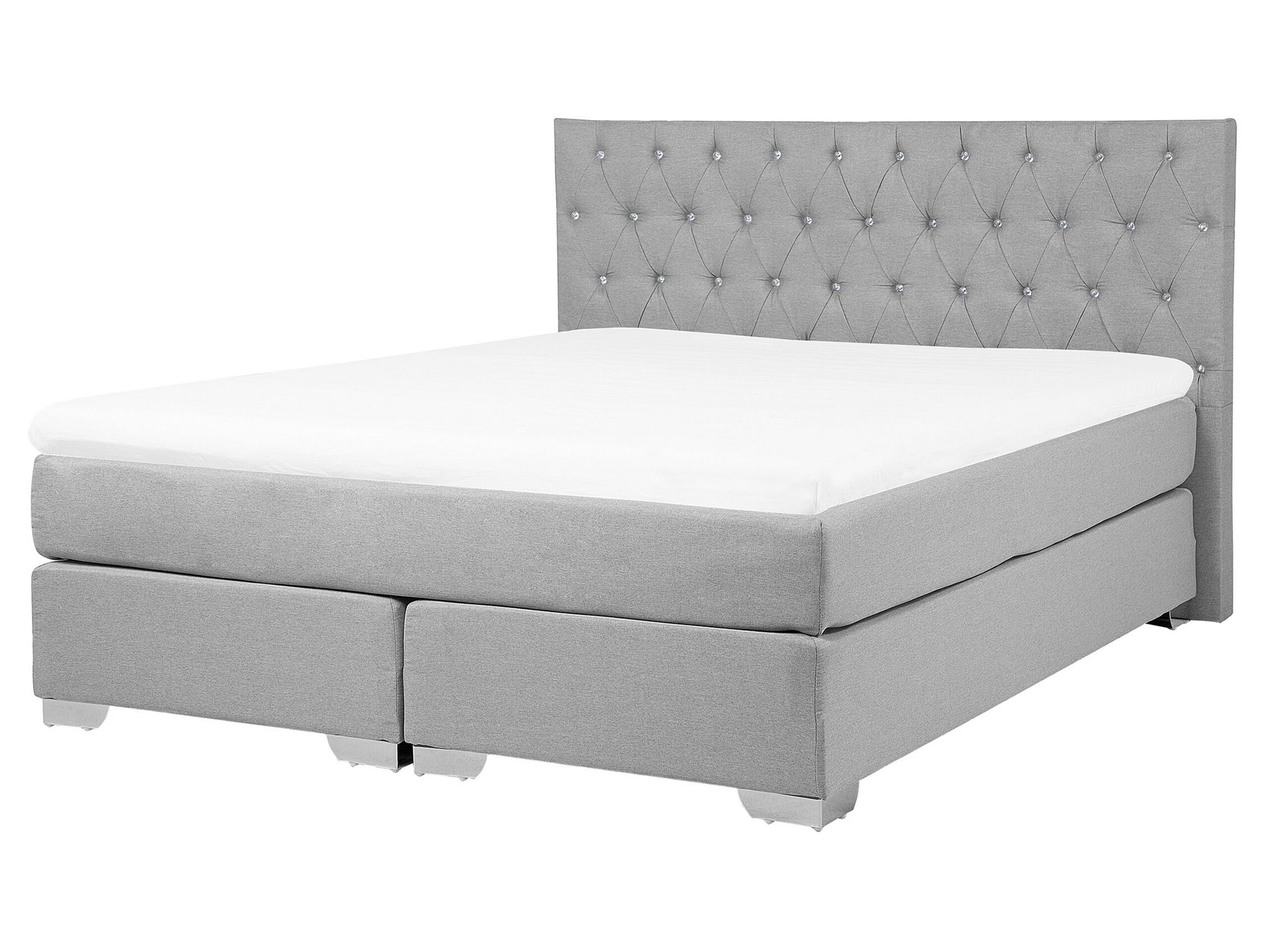 Fabric EU King Size Divan Bed Light Grey DUCHESS - Gemini Interiors