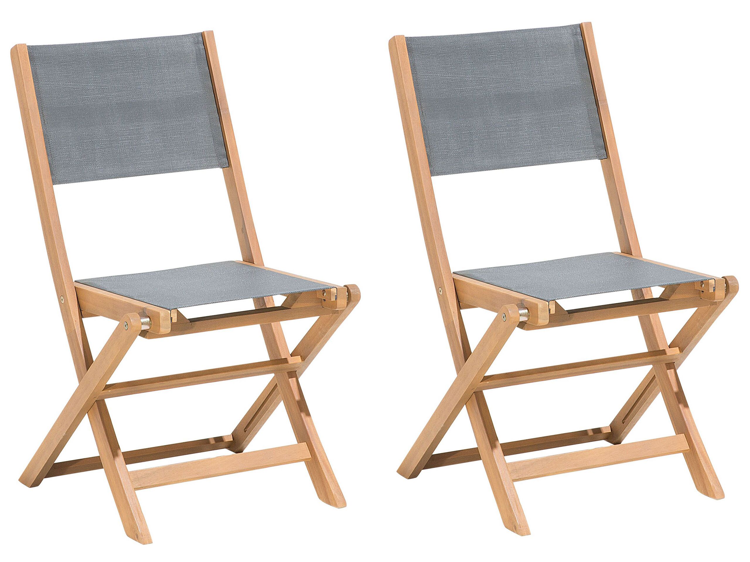 Set of 2 Acacia Garden Folding Chairs Light Wood CESANA - Gemini Interiors