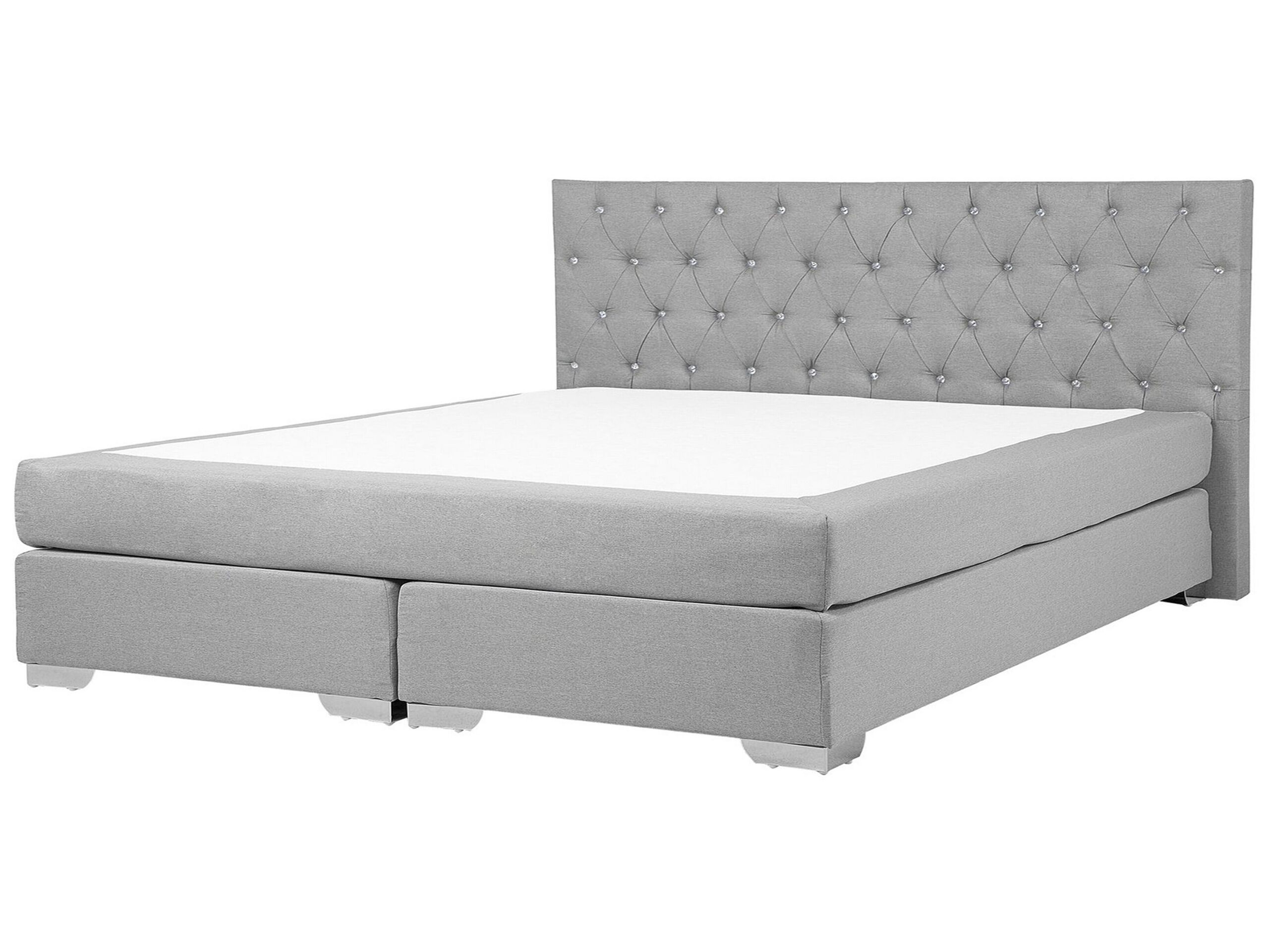Fabric EU Super King Divan Bed Light Grey DUCHESS - Gemini Interiors