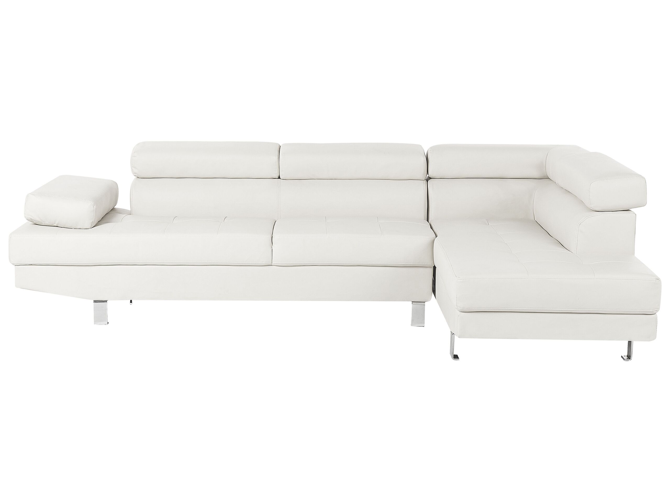 Left Hand Faux Leather Corner Sofa White NORREA - Gemini Interiors