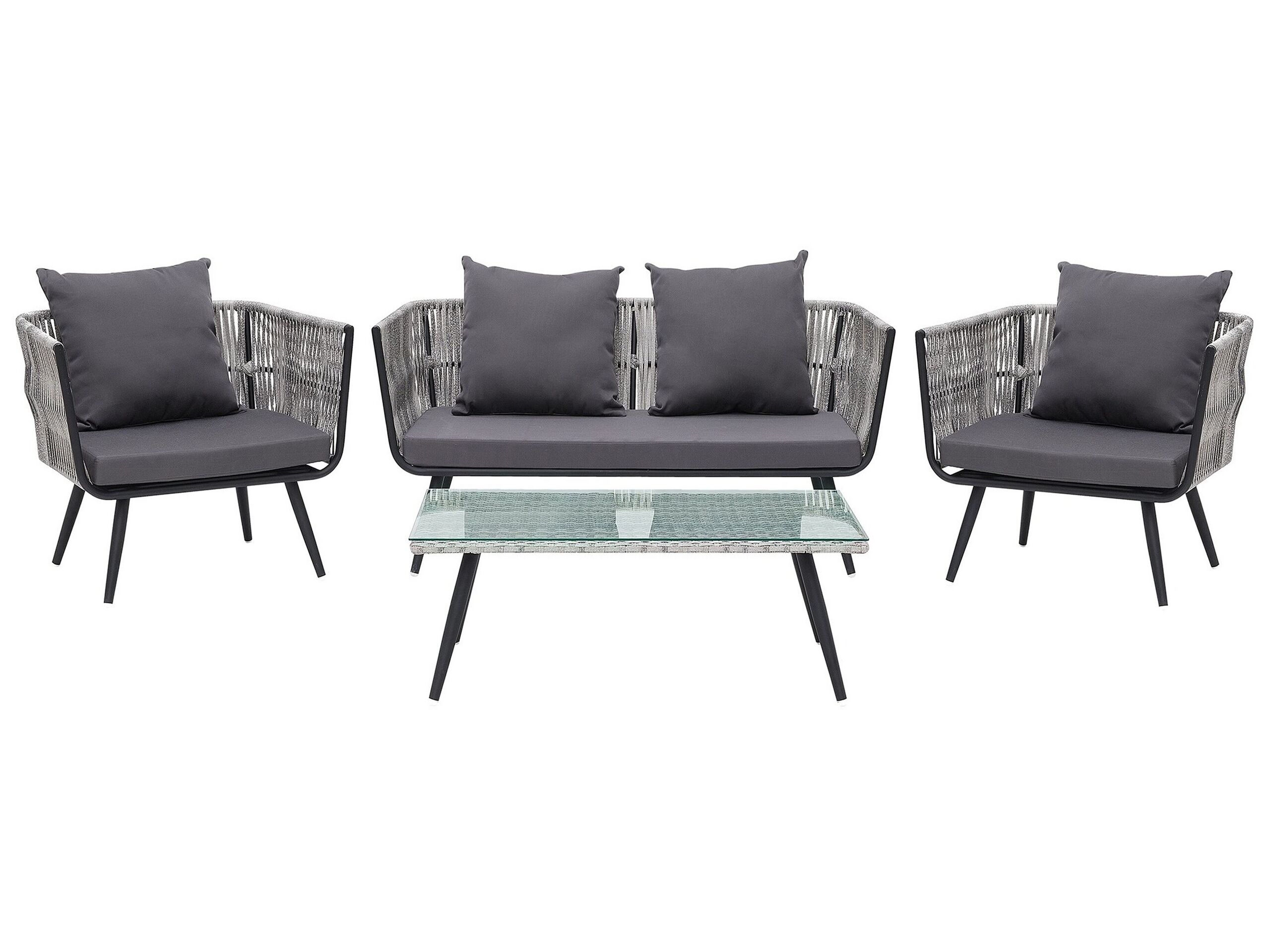 4 Seater PE Rattan Garden Sofa Set Grey RAGUSA - Gemini Interiors