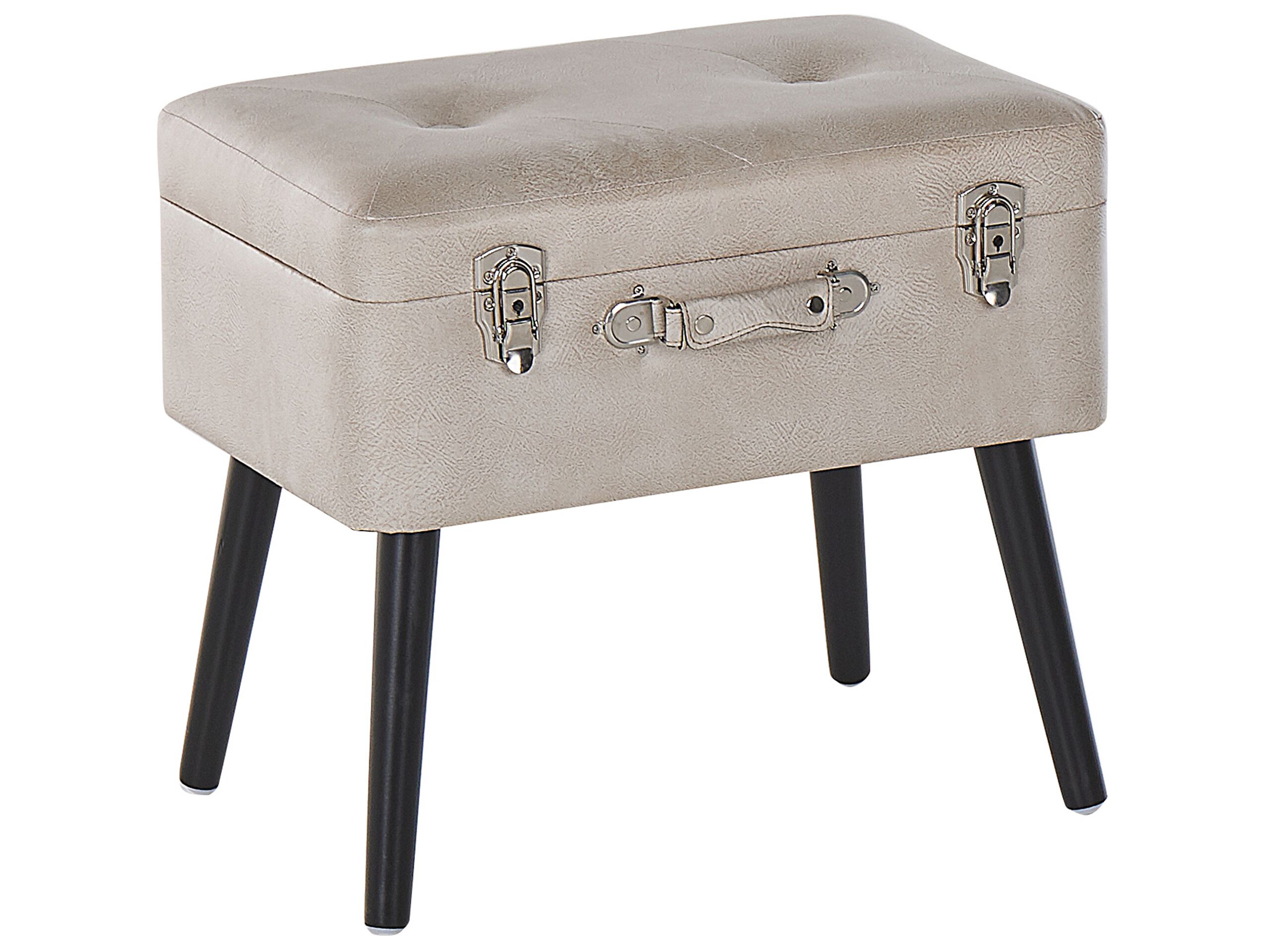 Faux Leather Storage Stool Beige MALLARD - Gemini Interiors