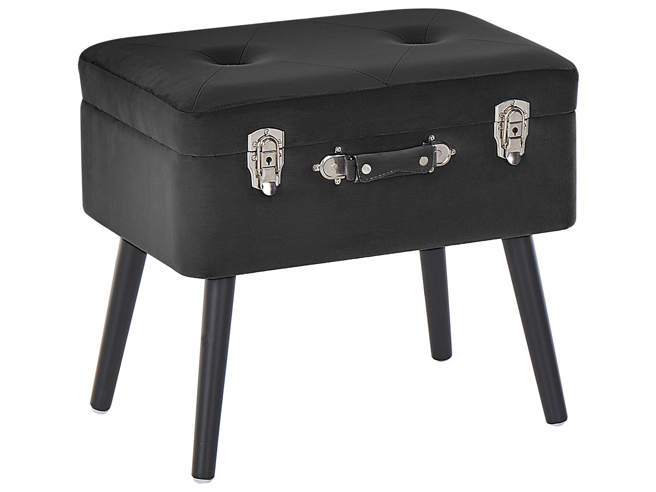 Velvet Storage Stool Black MALLARD - Gemini Interiors