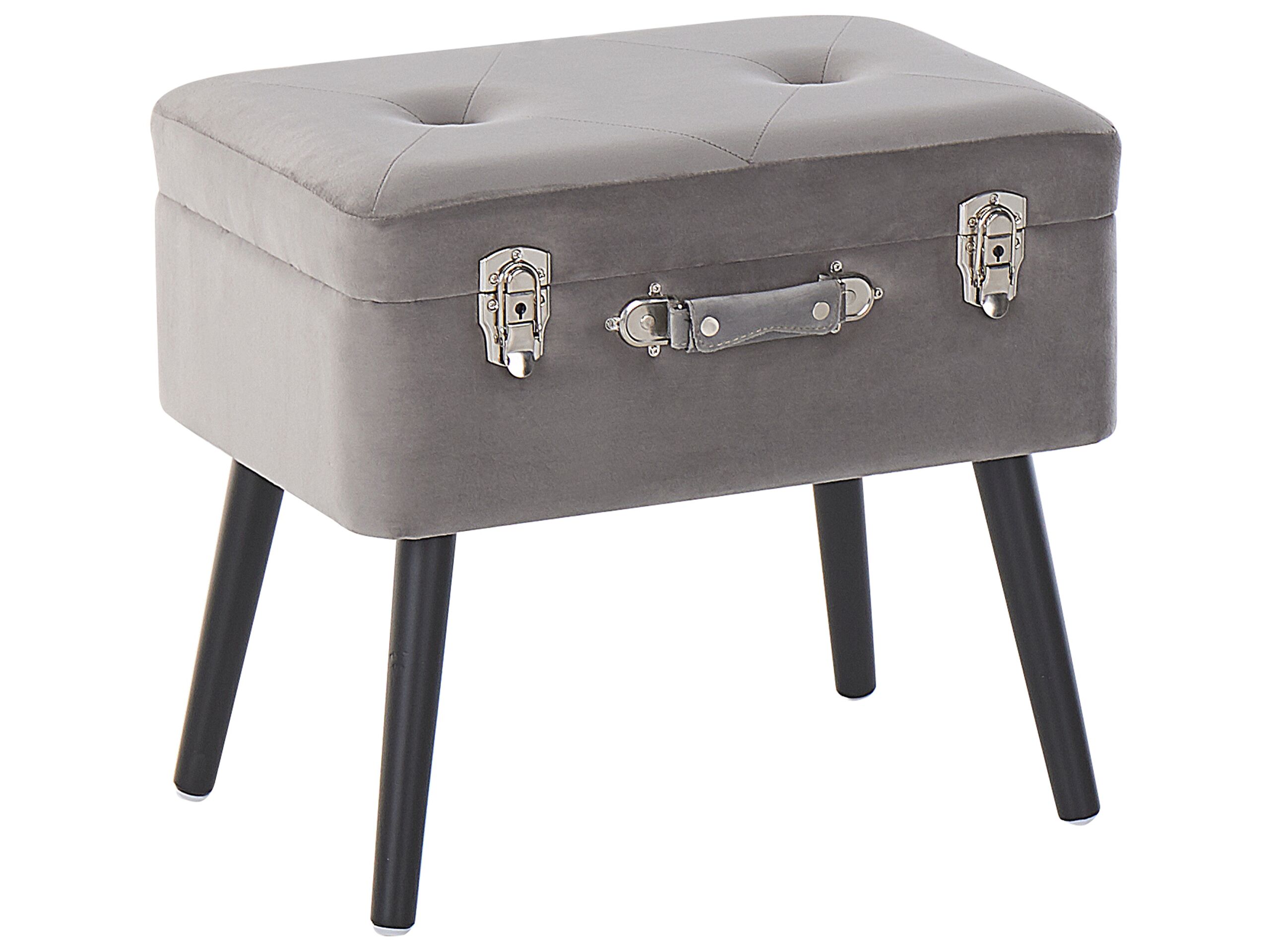 Velvet Storage Stool Grey MALLARD - Gemini Interiors