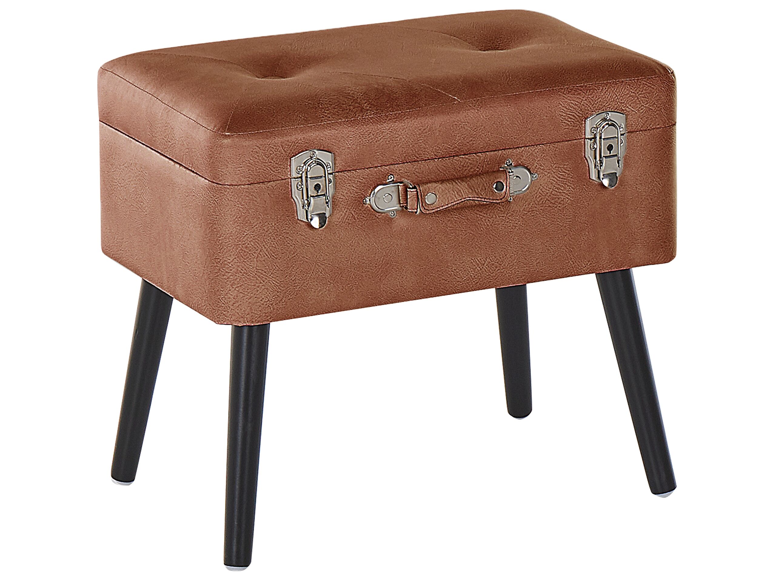 Faux Leather Storage Stool Brown MALLARD - Gemini Interiors