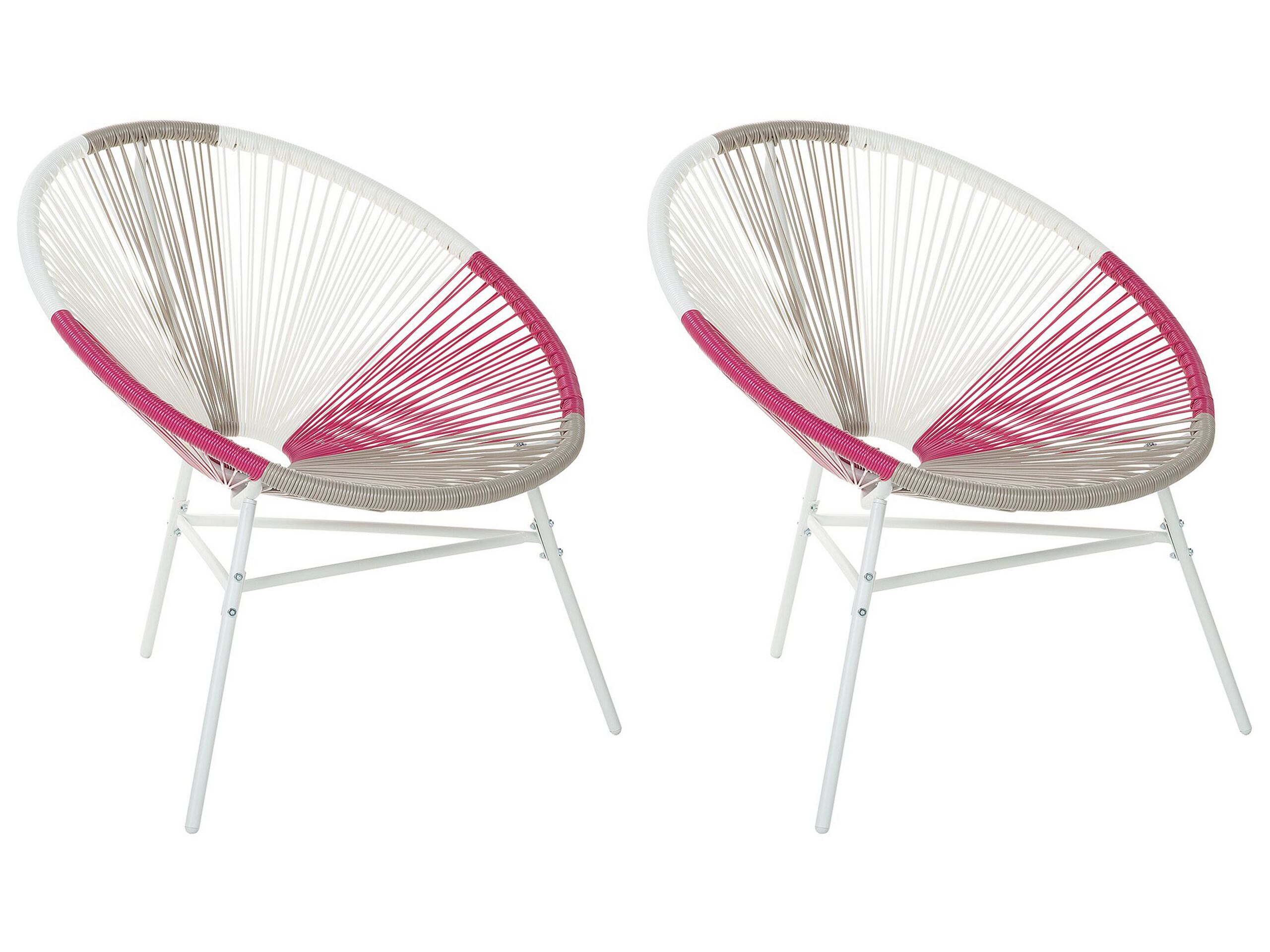 Set of 2 PE Rattan Accent Chairs Multicolour Pink ACAPULCO - Gemini Interiors