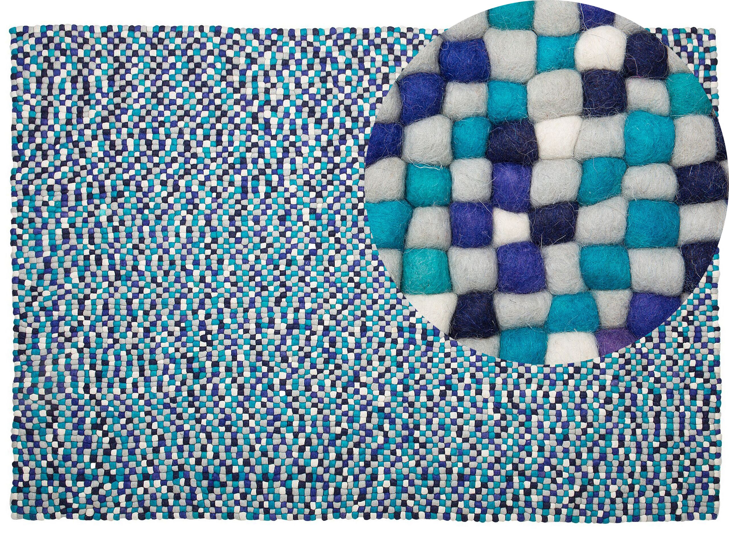 Felt Ball Rug 160x230cm Multicolour Blue - Gemini Interiors