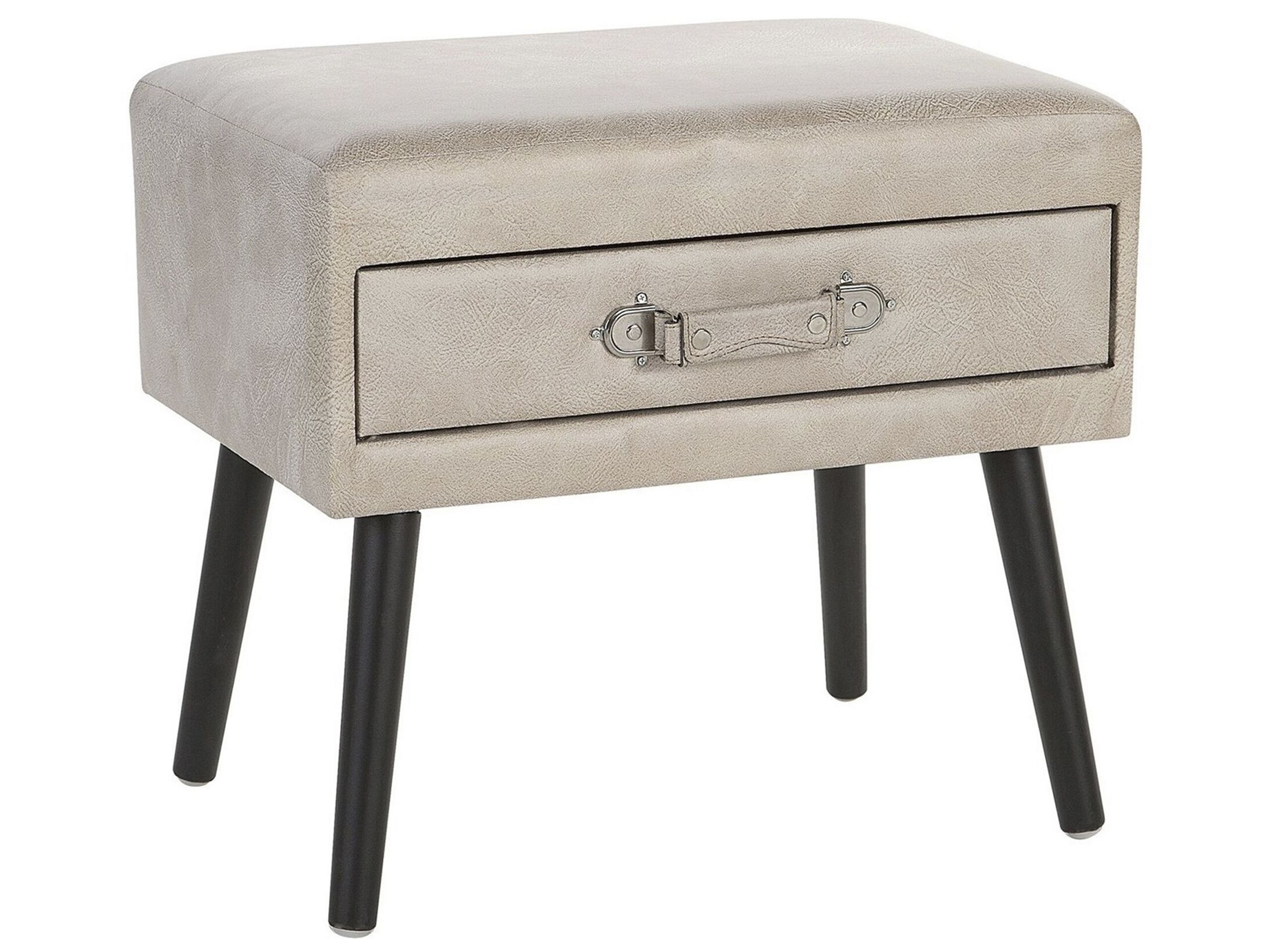 Faux Leather Side Table Beige EUROSTAR - Gemini Interiors
