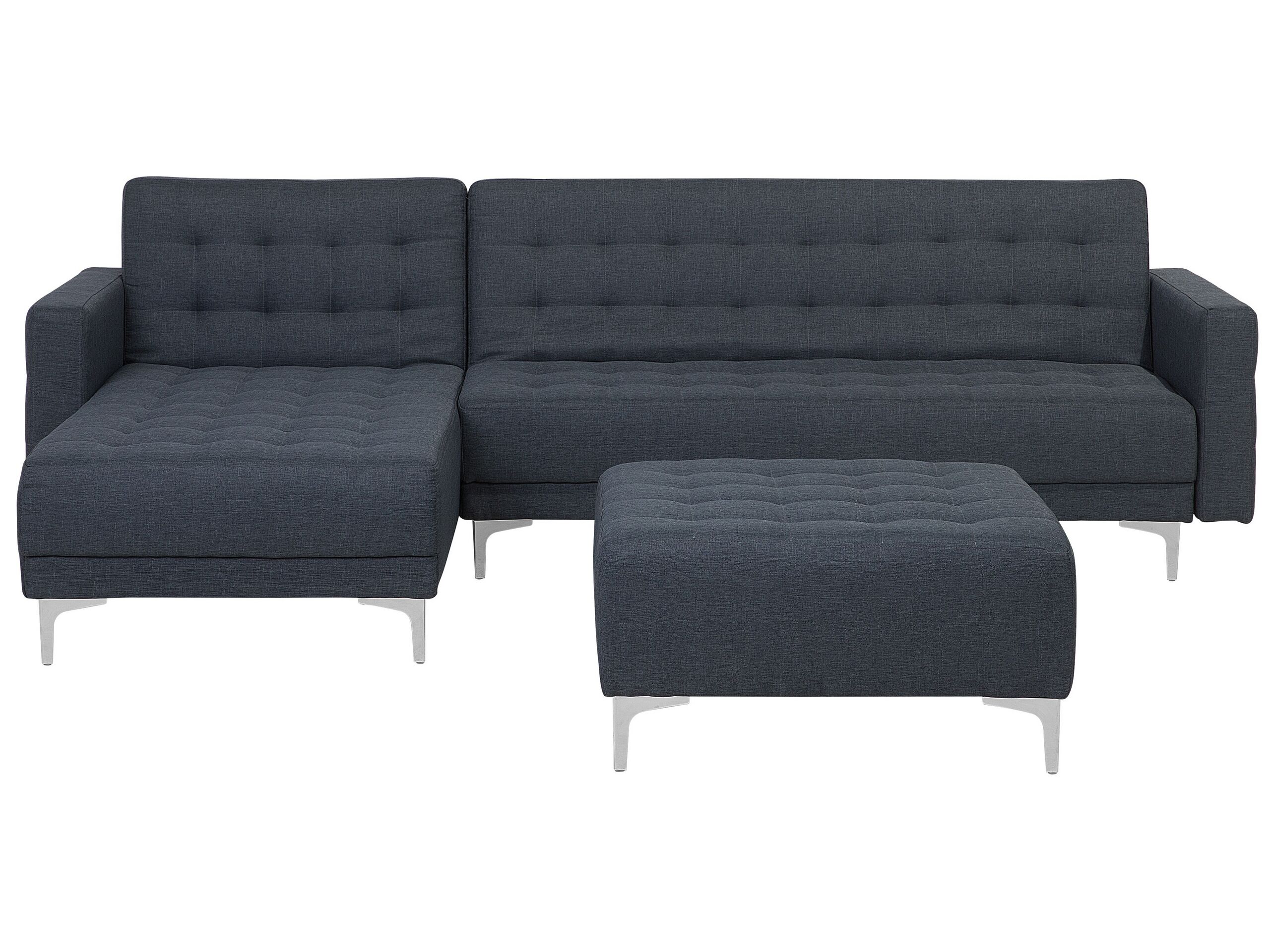Right Hand Fabric Corner Sofa with Ottoman Dark Grey ABERDEEN - Gemini Interiors