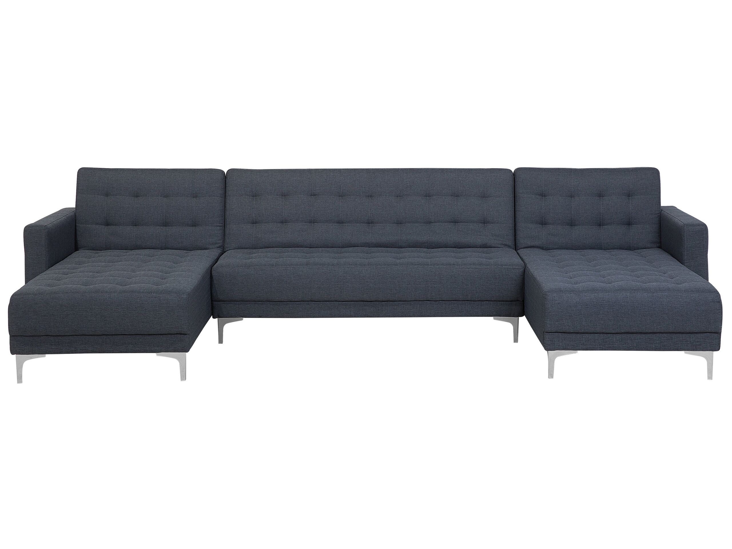5 Seater U-shaped Modular Fabric Sofa Dark Grey ABERDEEN - Gemini Interiors
