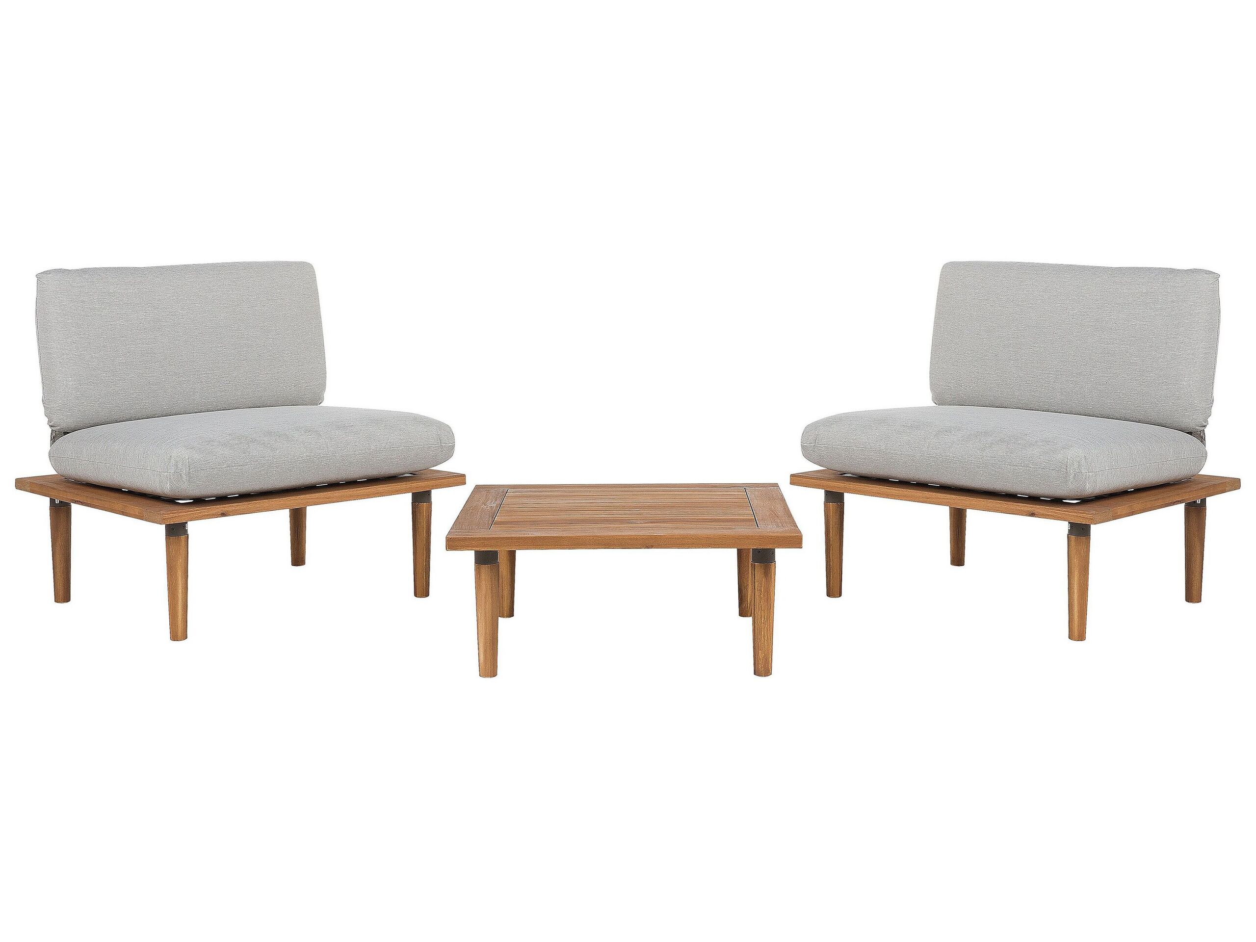 2 Seater Acacia Wood Garden Sofa Set Grey FRASCATI - Gemini Interiors