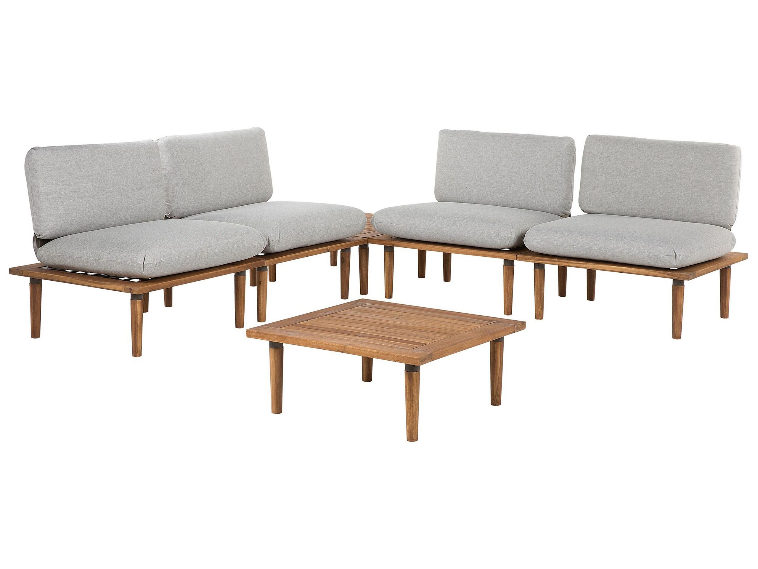 4 Seater Acacia Wood Garden Sofa Set Grey FRASCATI - Gemini Interiors