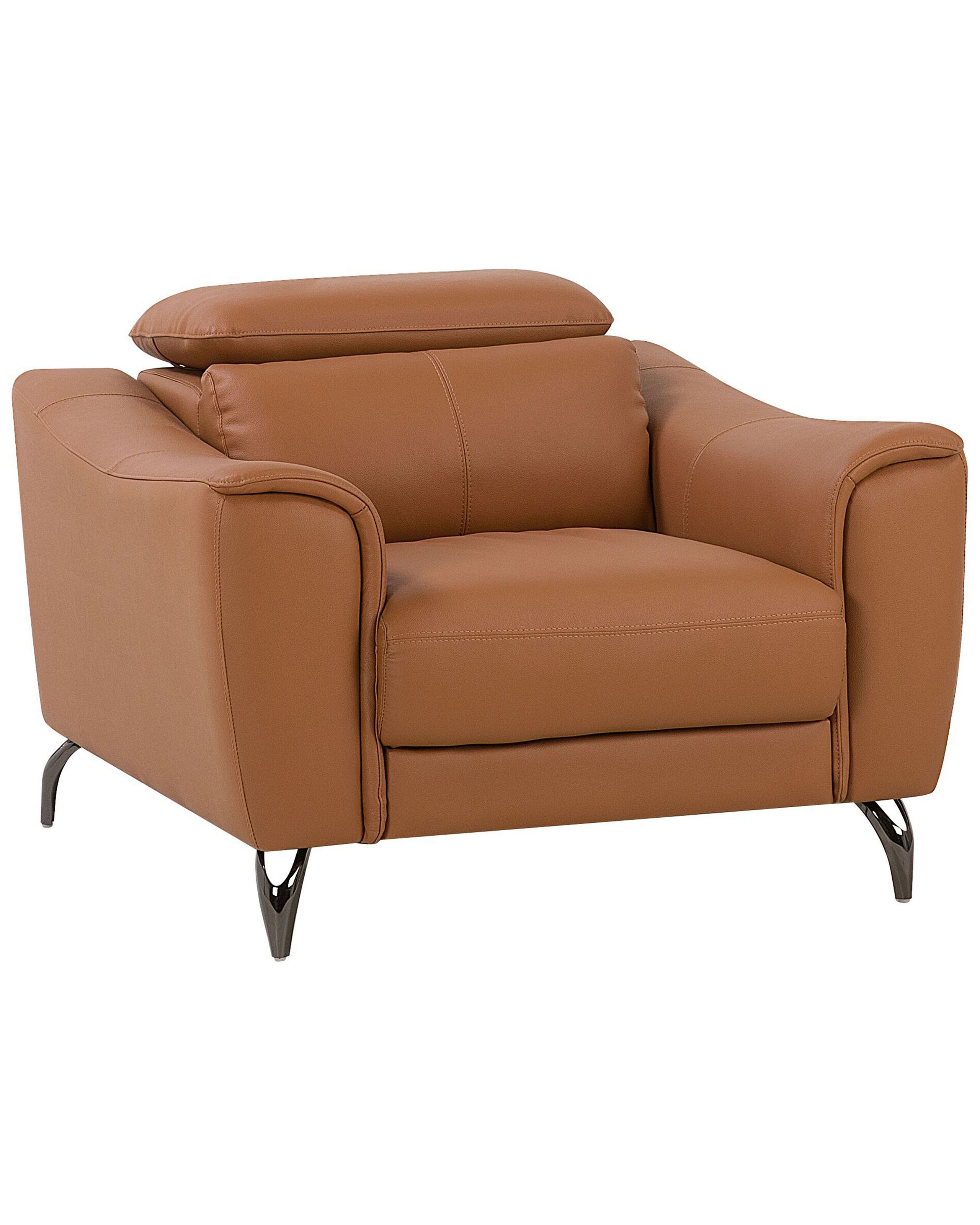 Leather Armchair Golden Brown NARWIK - Gemini Interiors
