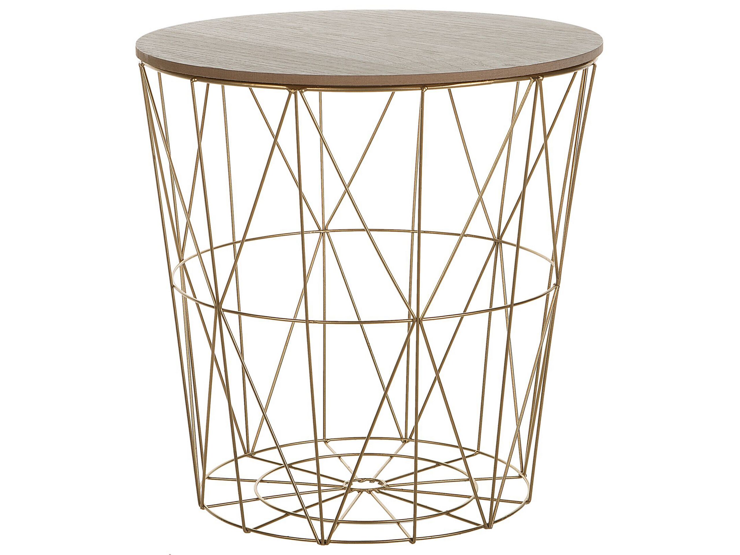 Wire Frame Metal Storage Side Table Gold LANARK - Gemini Interiors