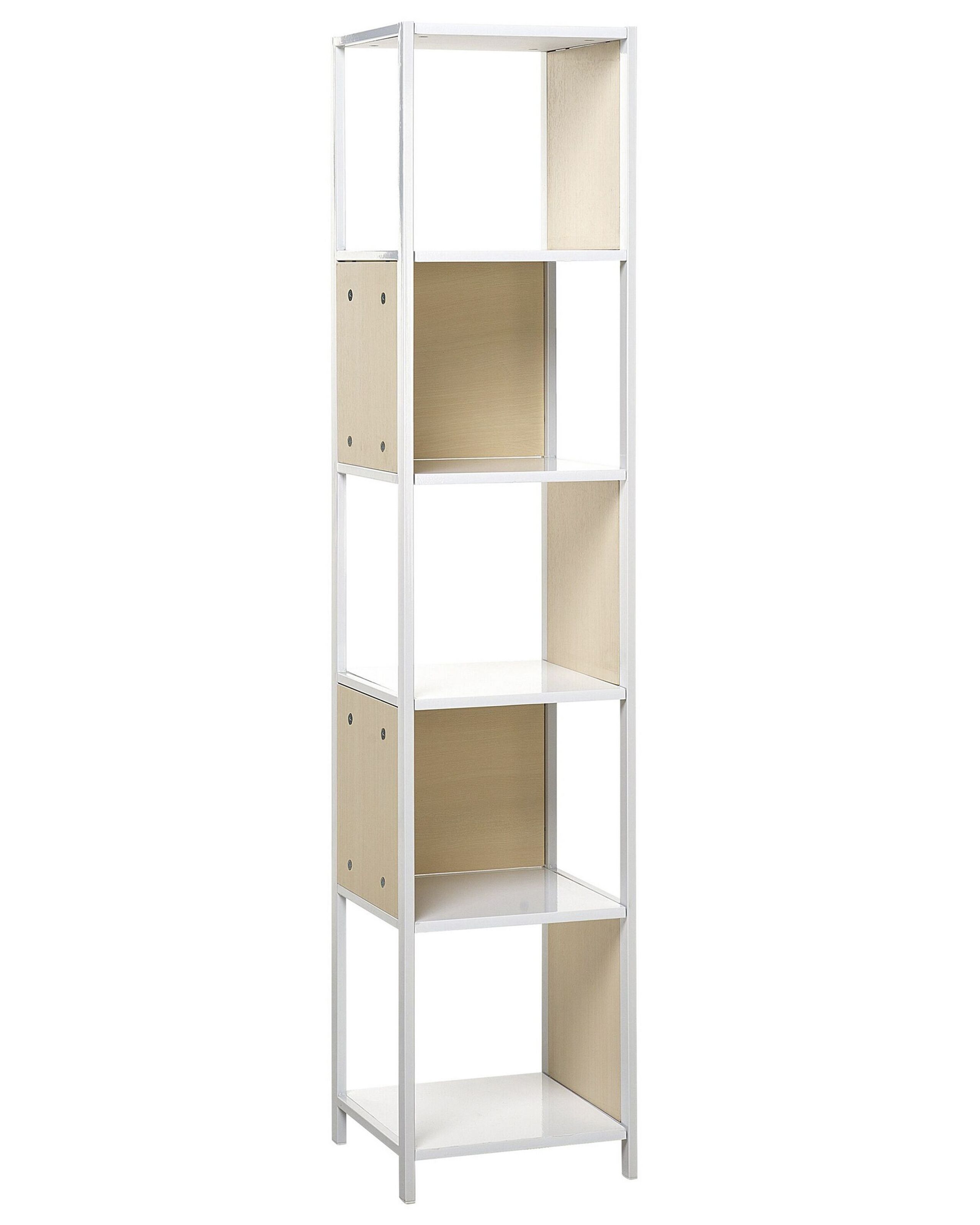 Bookcase White with Light Wood BOGOTA - Gemini Interiors