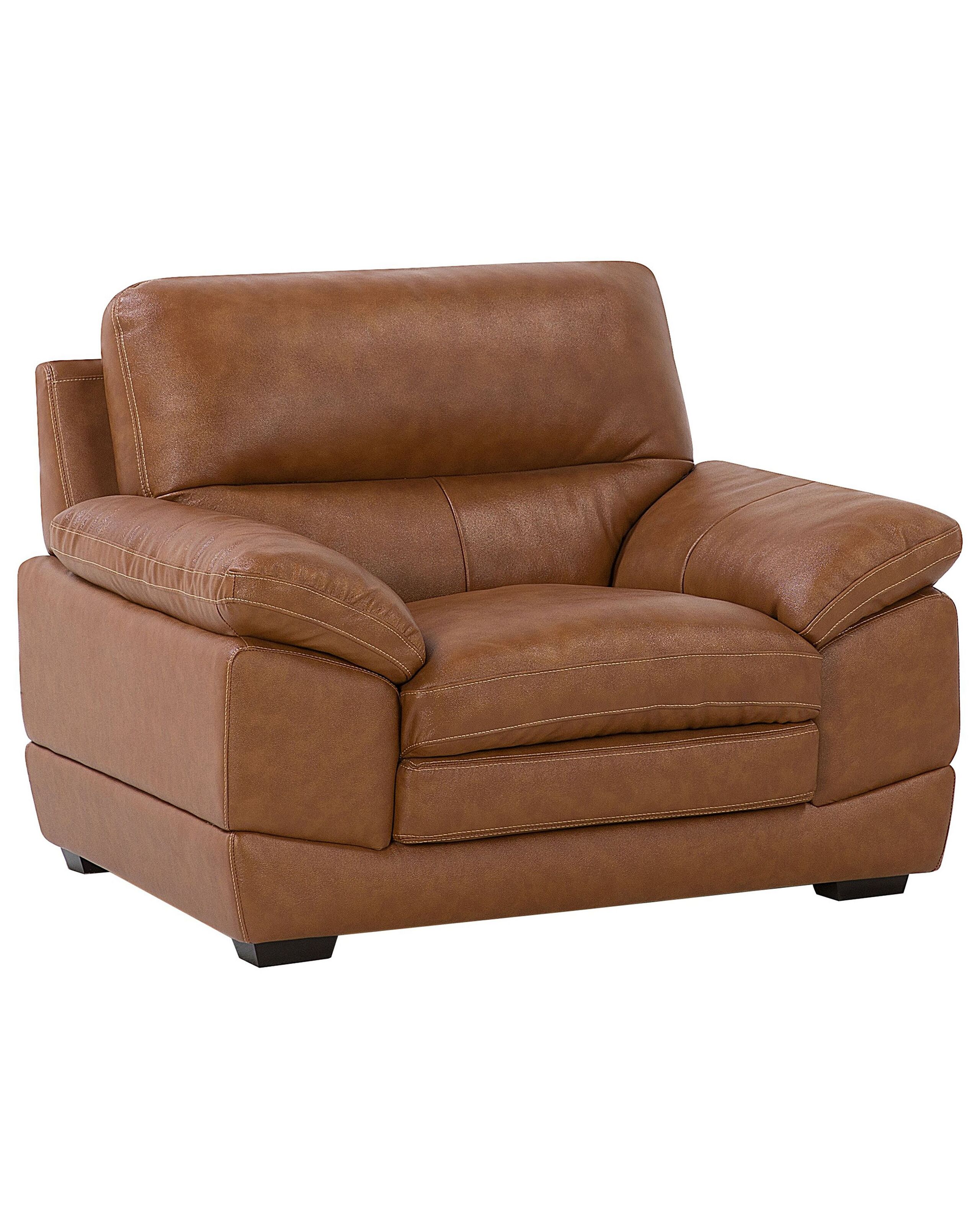 Leather Armchair Golden Brown HORTEN - Gemini Interiors