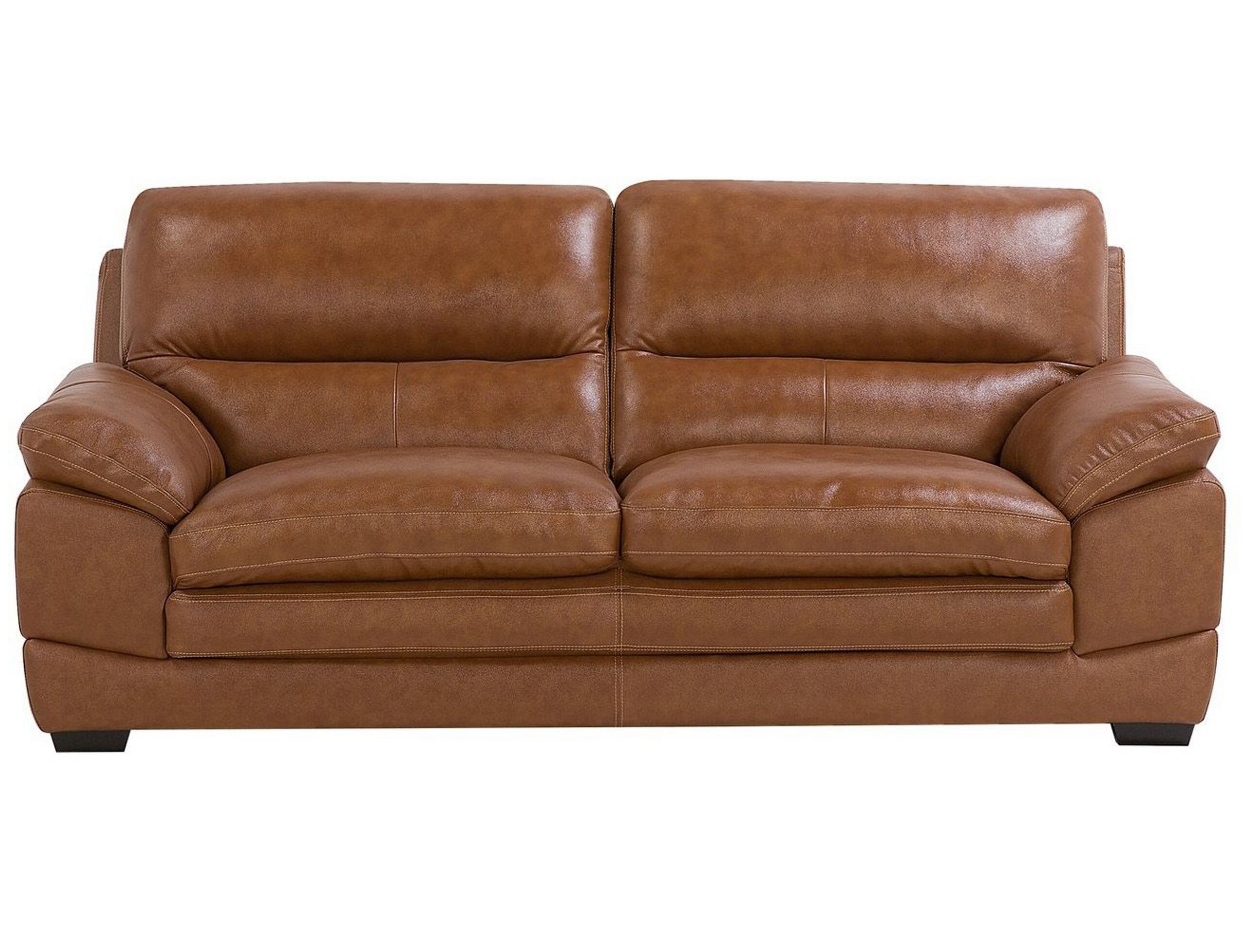 3 Seater Leather Sofa Golden Brown HORTEN - Gemini Interiors