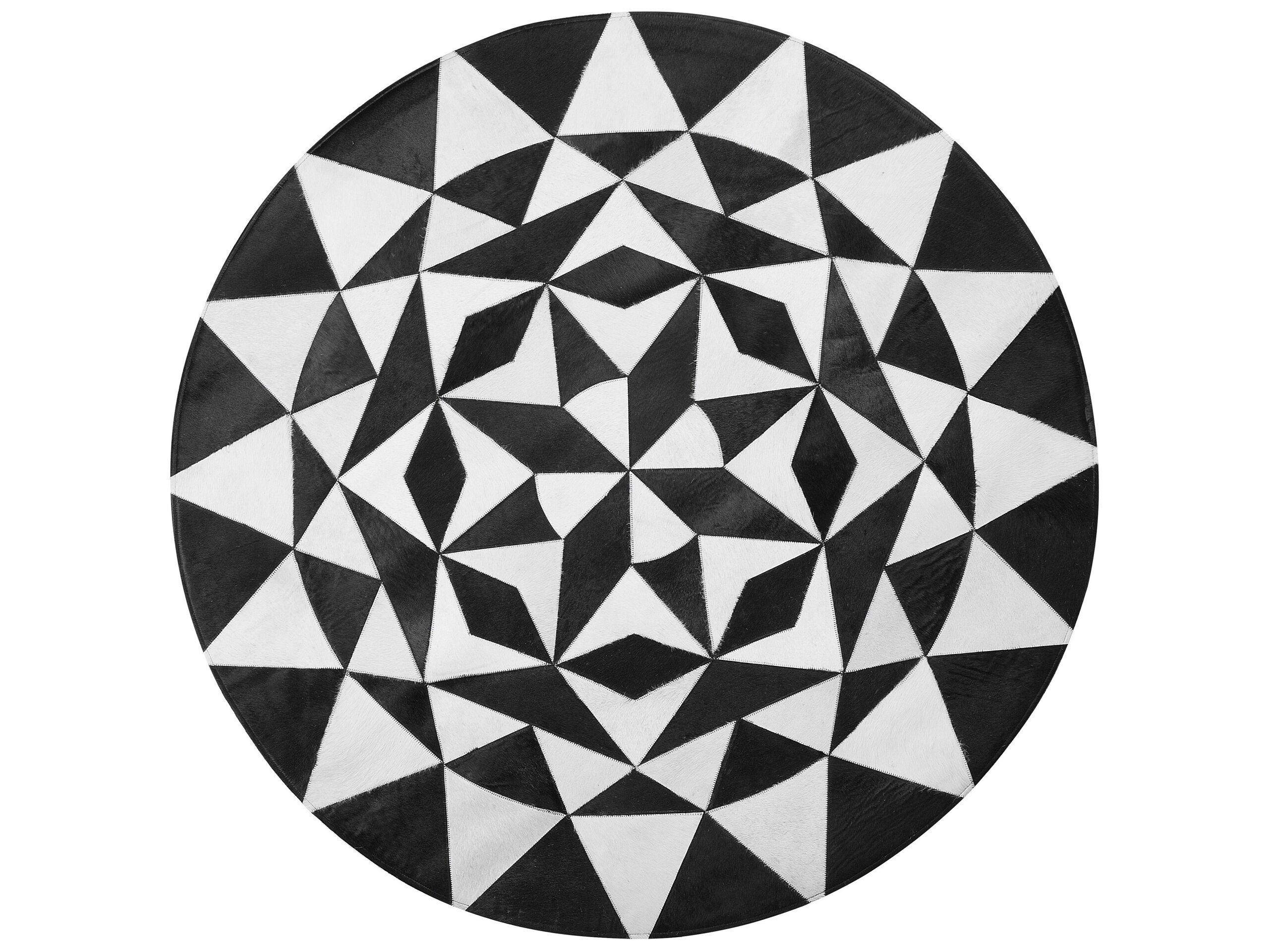 Round Cowhide Rug 140cm Black and White - Gemini Interiors