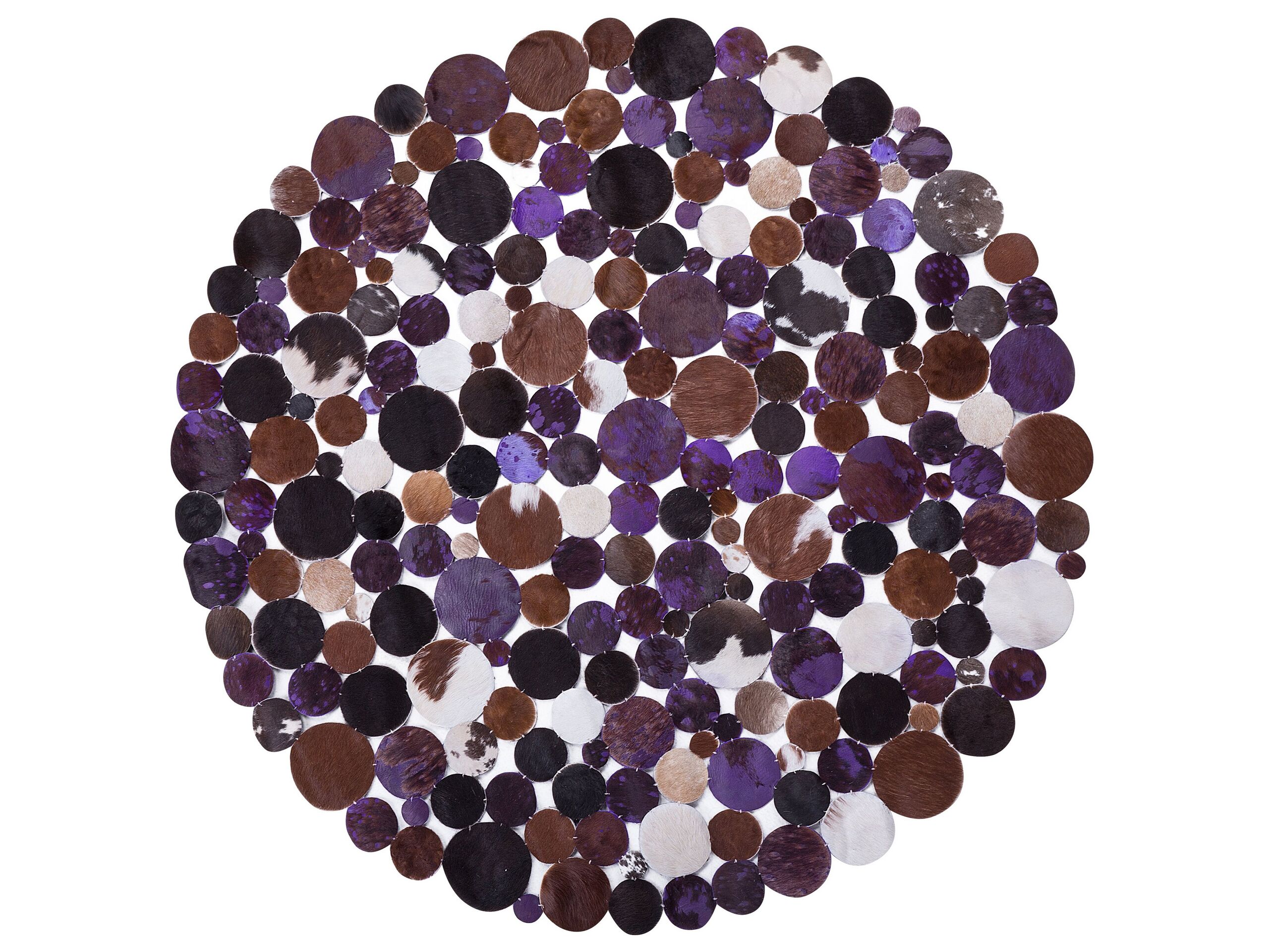 Round Cowhide Rug 140cm Purple Multicolour - Gemini Interiors