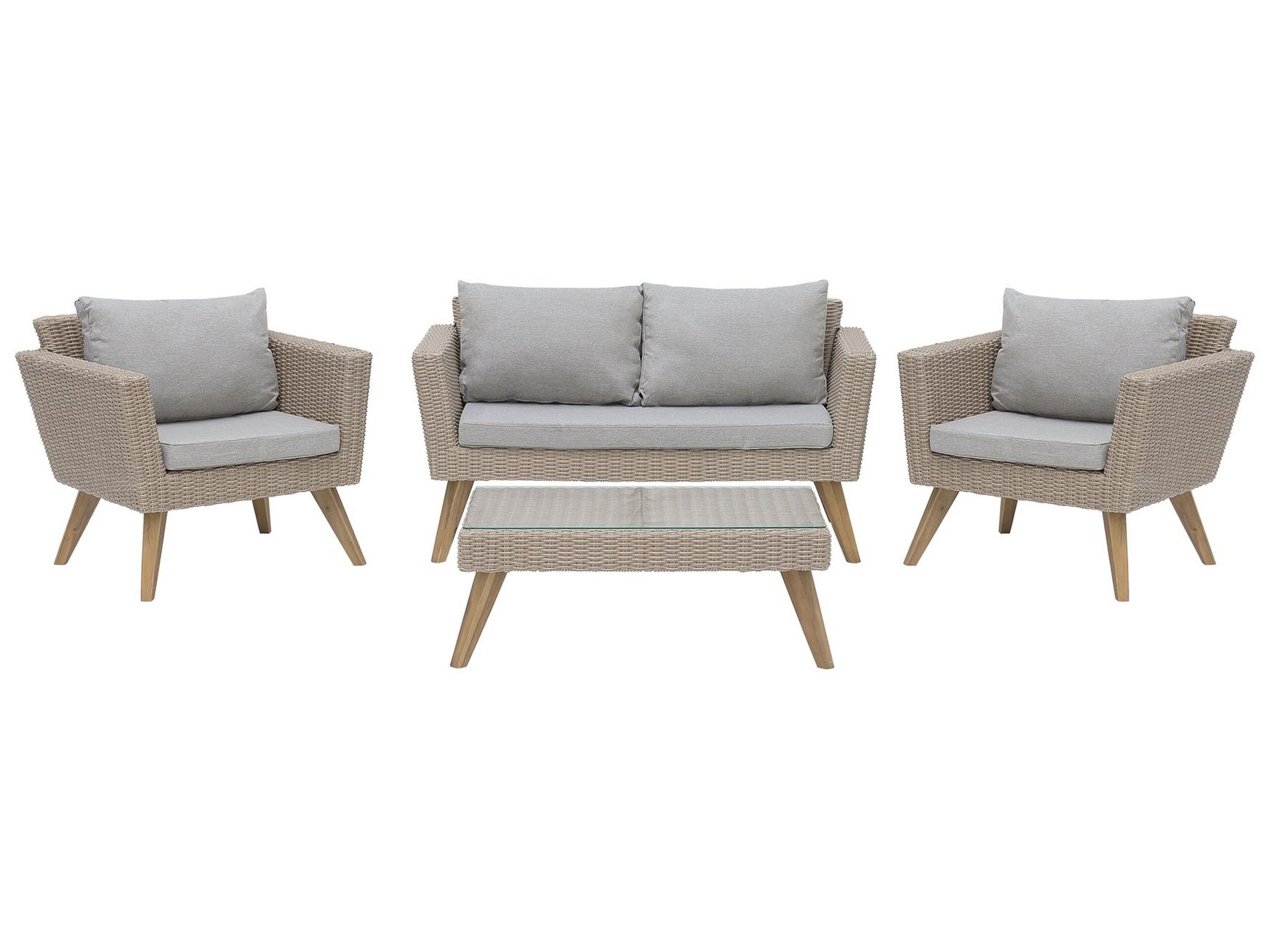 4 Seater PE Rattan Garden Sofa Set Grey VITTORIA - Gemini Interiors