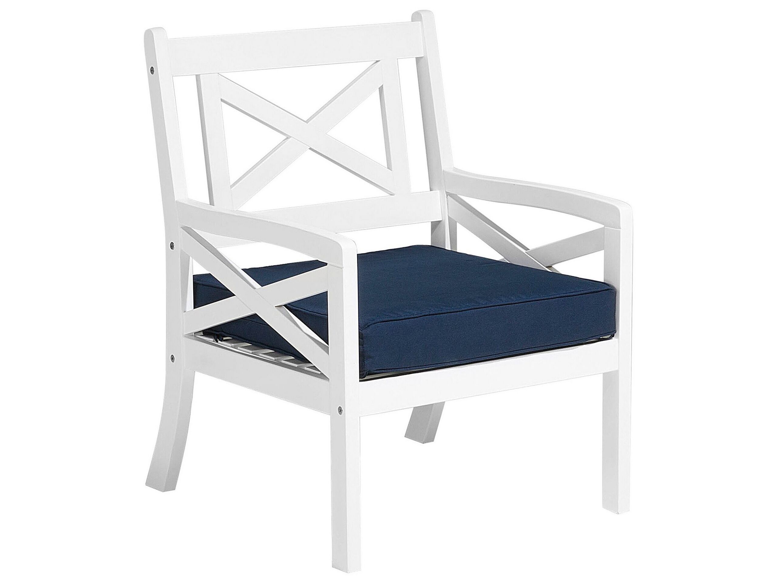 Garden Chair White with Blue Cushion BALTIC - Gemini Interiors