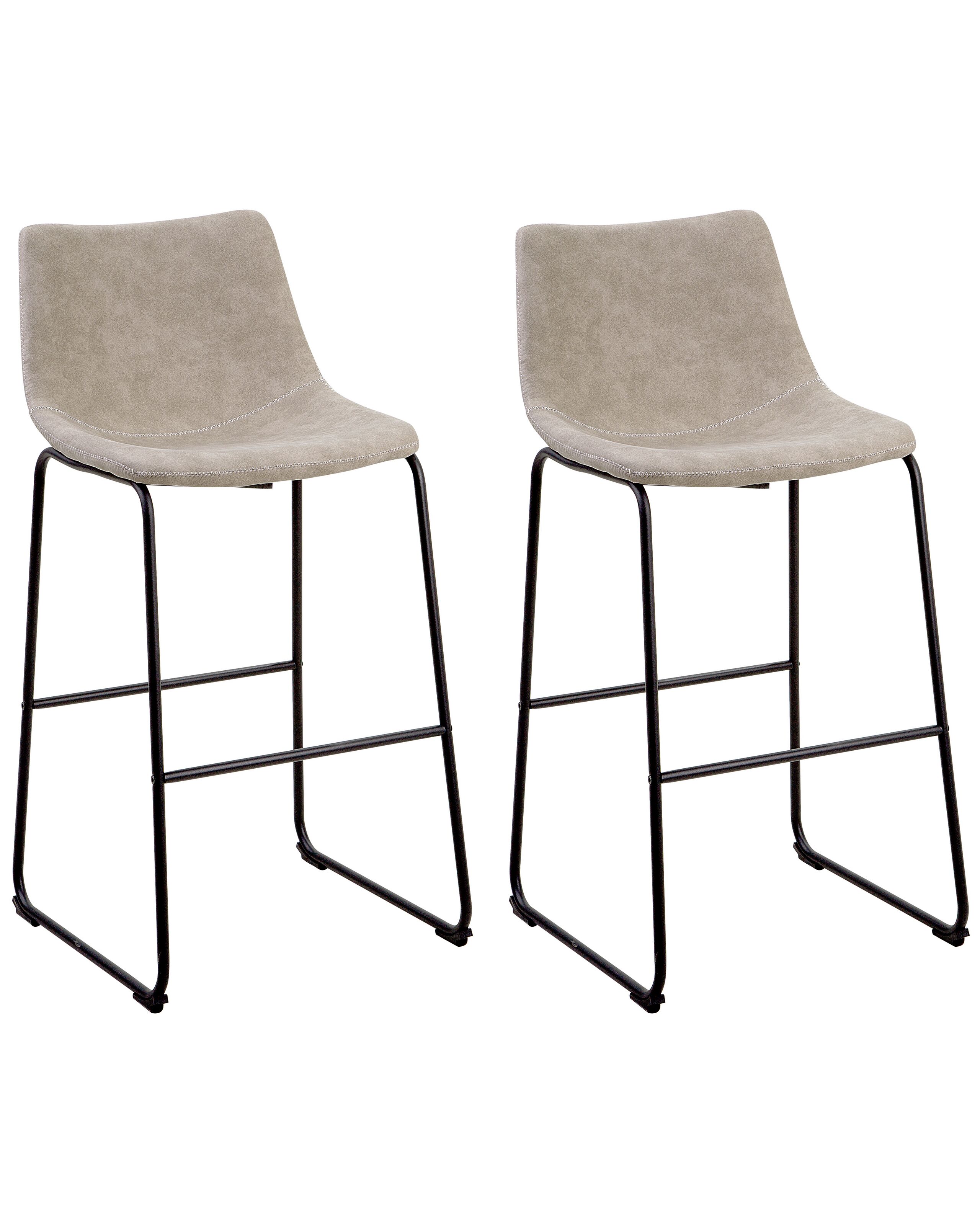 Set of 2 Fabric Bar Chairs Beige FRANKS - Gemini Interiors