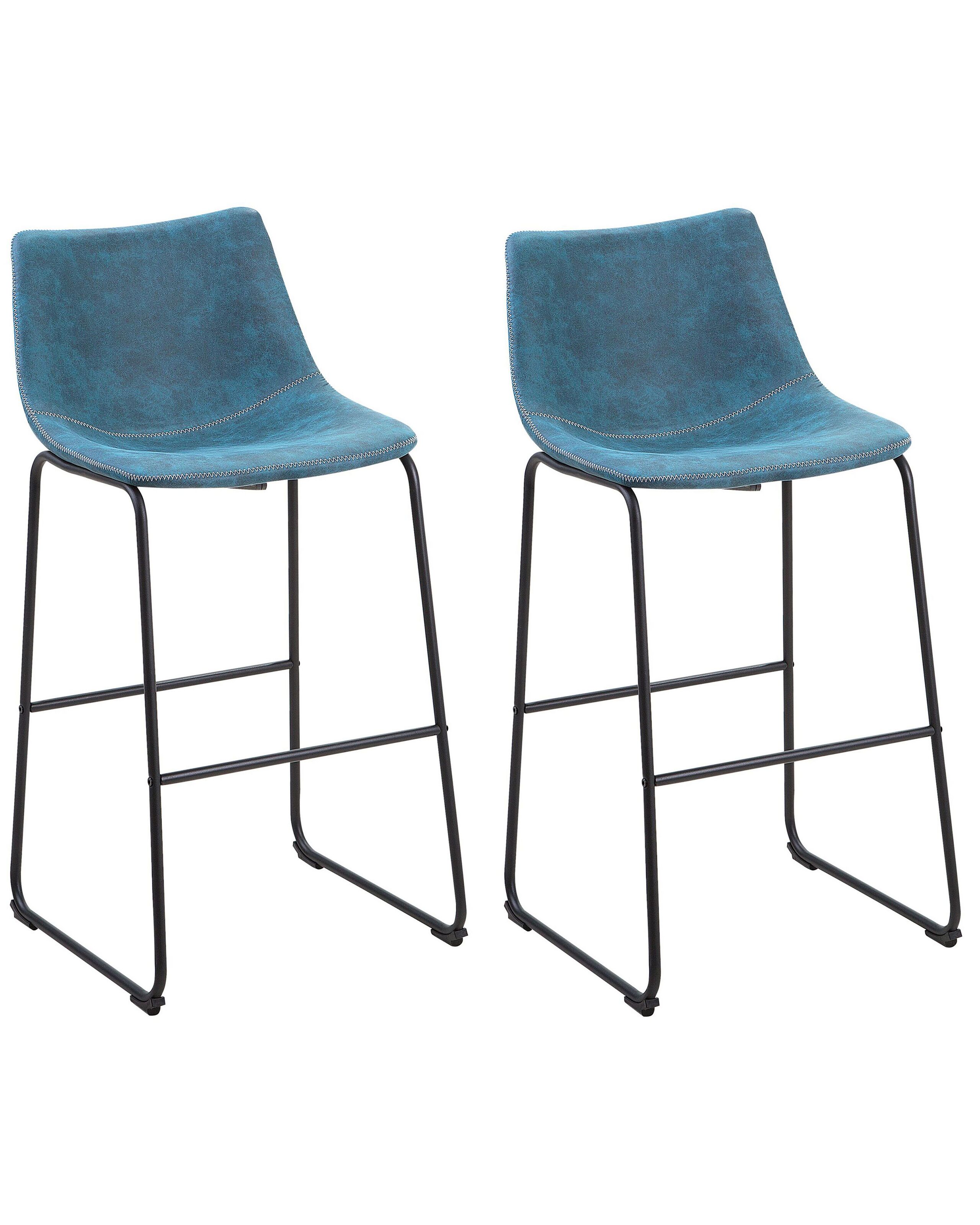 Set of 2 Fabric Bar Chairs Blue FRANKS - Gemini Interiors