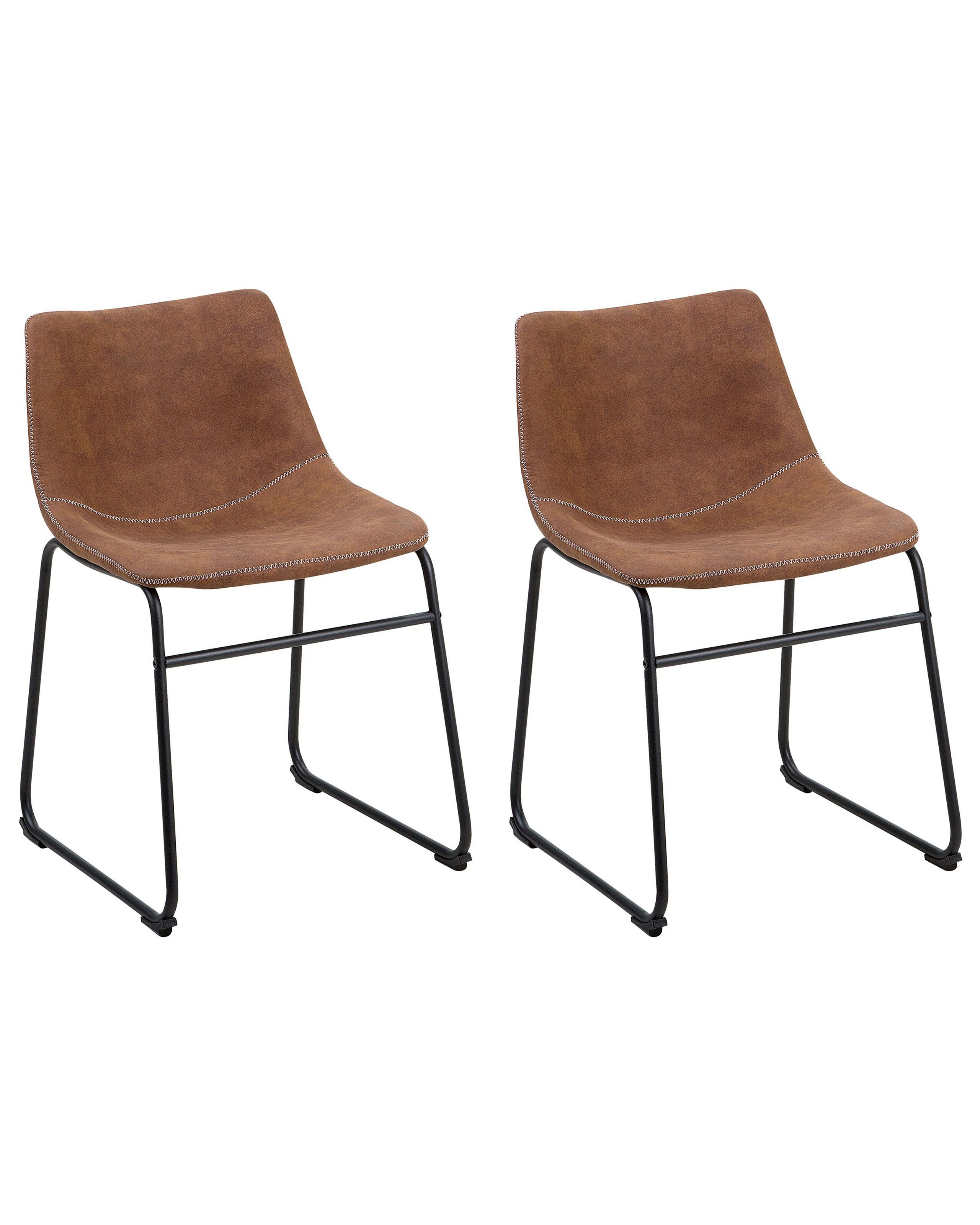Set of 2 Fabric Dining Chairs Brown BATAVIA - Gemini Interiors