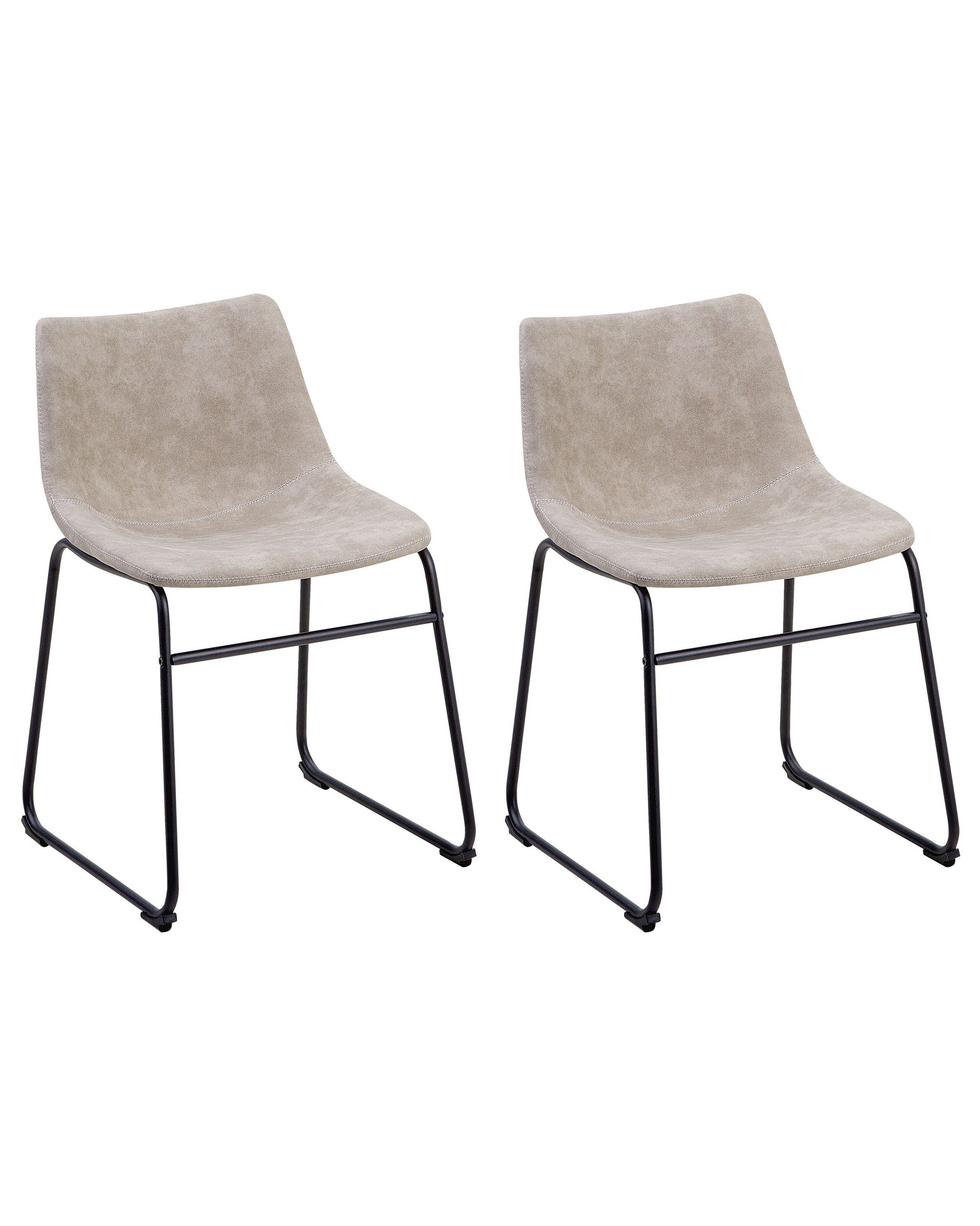 Set of 2 Fabric Dining Chairs Beige BATAVIA - Gemini Interiors
