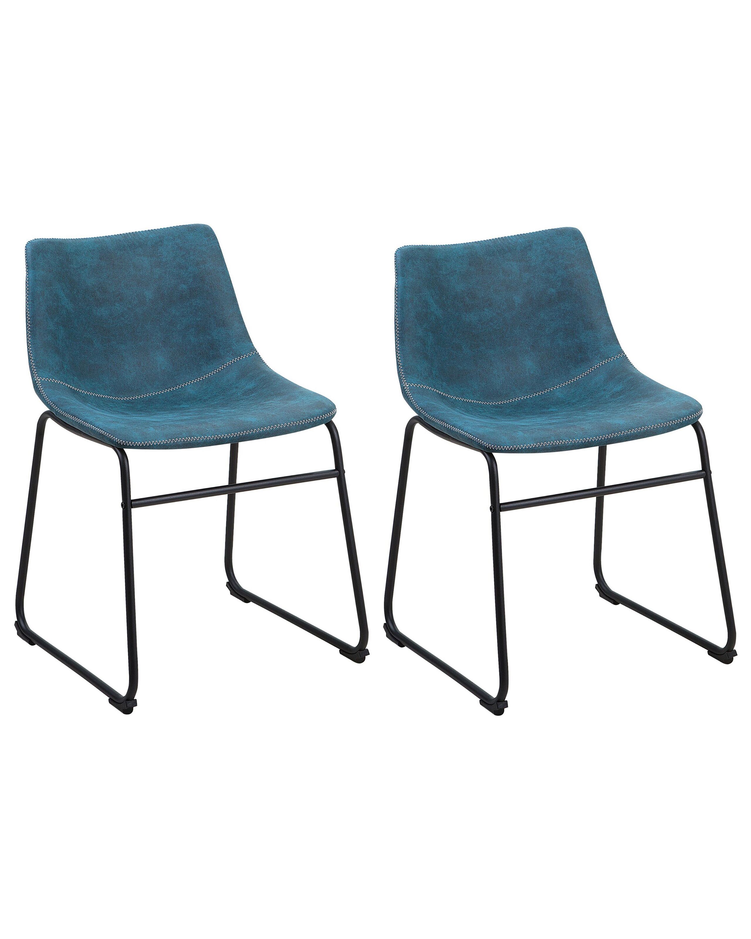 Set of 2 Fabric Dining Chairs Blue BATAVIA - Gemini Interiors