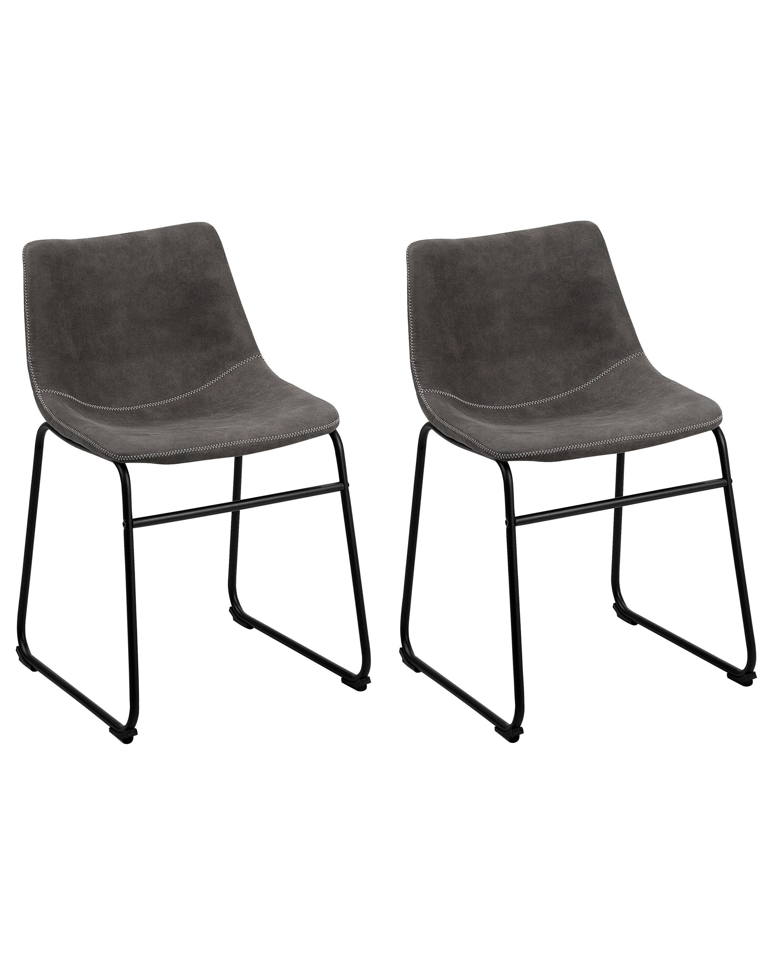Set of 2 Fabric Dining Chairs Grey BATAVIA - Gemini Interiors