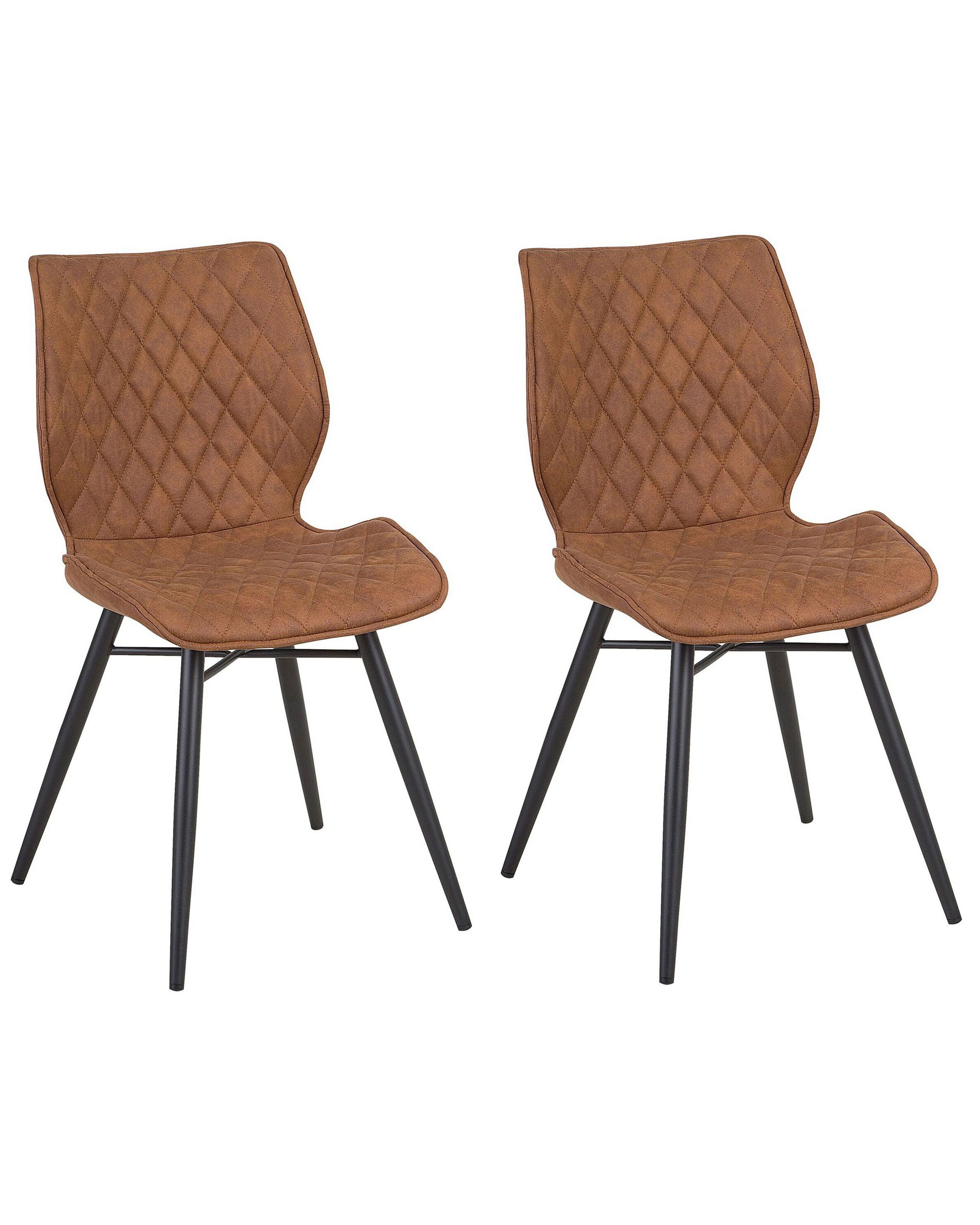 Set of 2 Fabric Dining Chairs Brown LISLE - Gemini Interiors