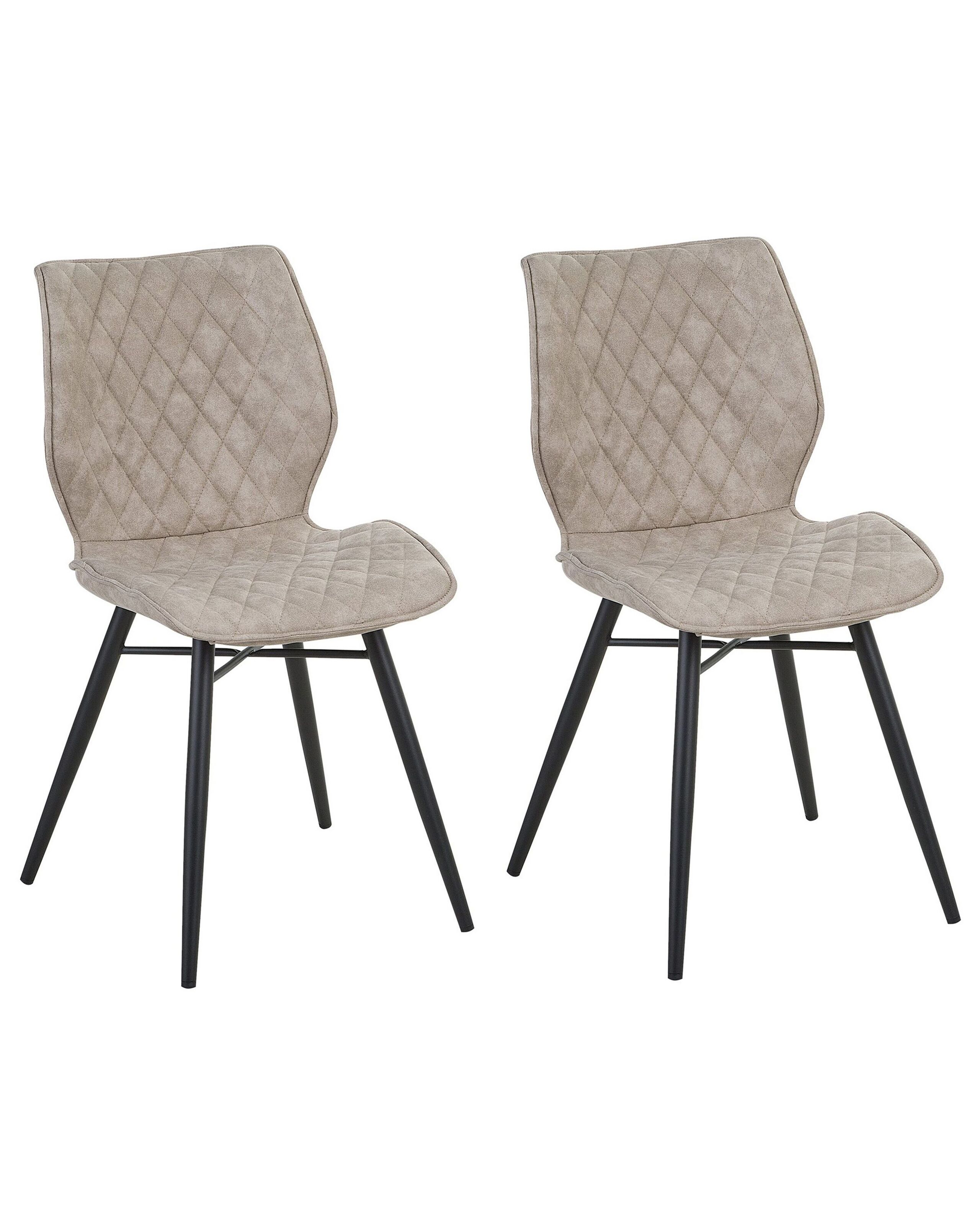 Set of 2 Fabric Dining Chairs Beige LISLE - Gemini Interiors