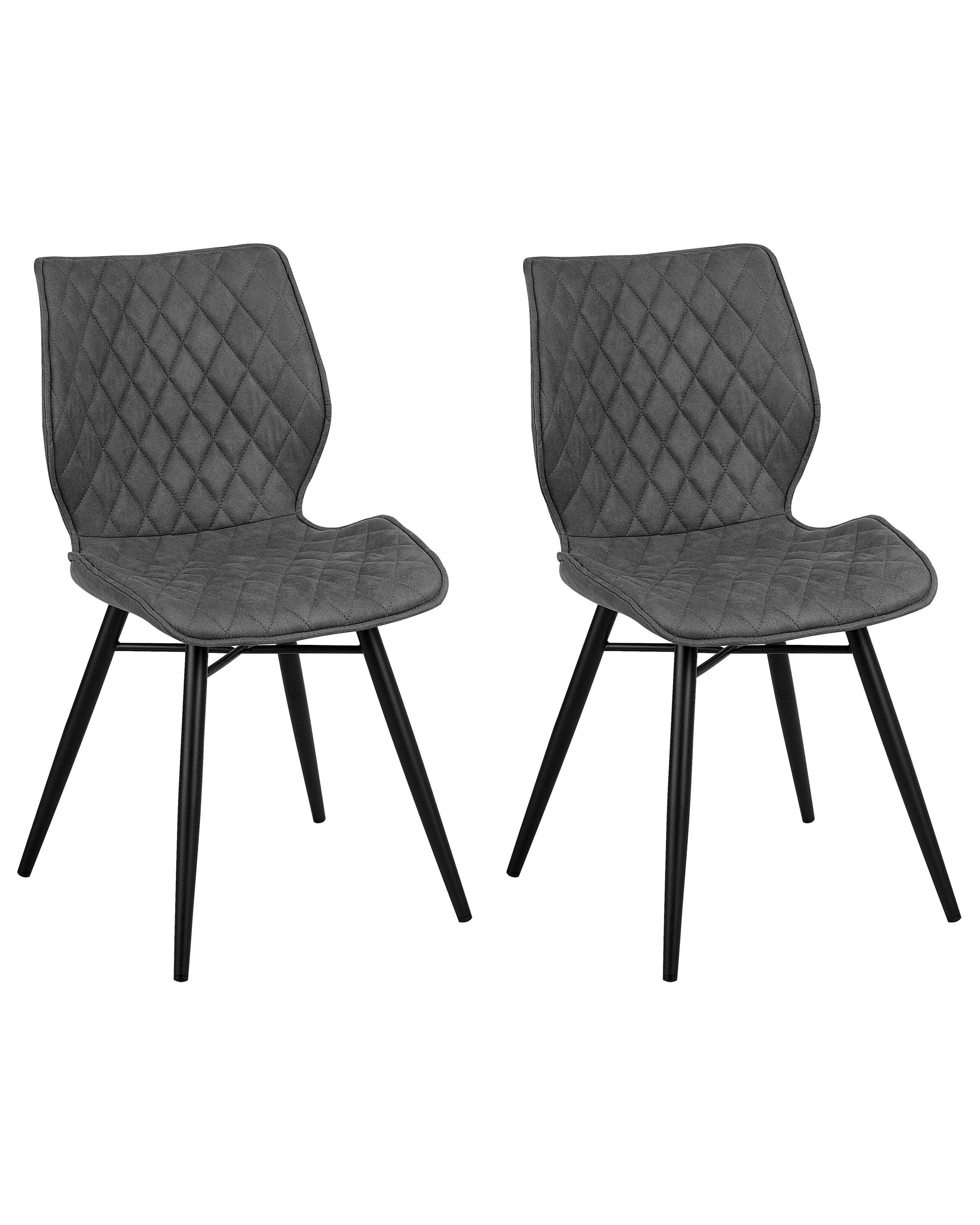 Set of 2 Fabric Dining Chairs Grey LISLE - Gemini Interiors