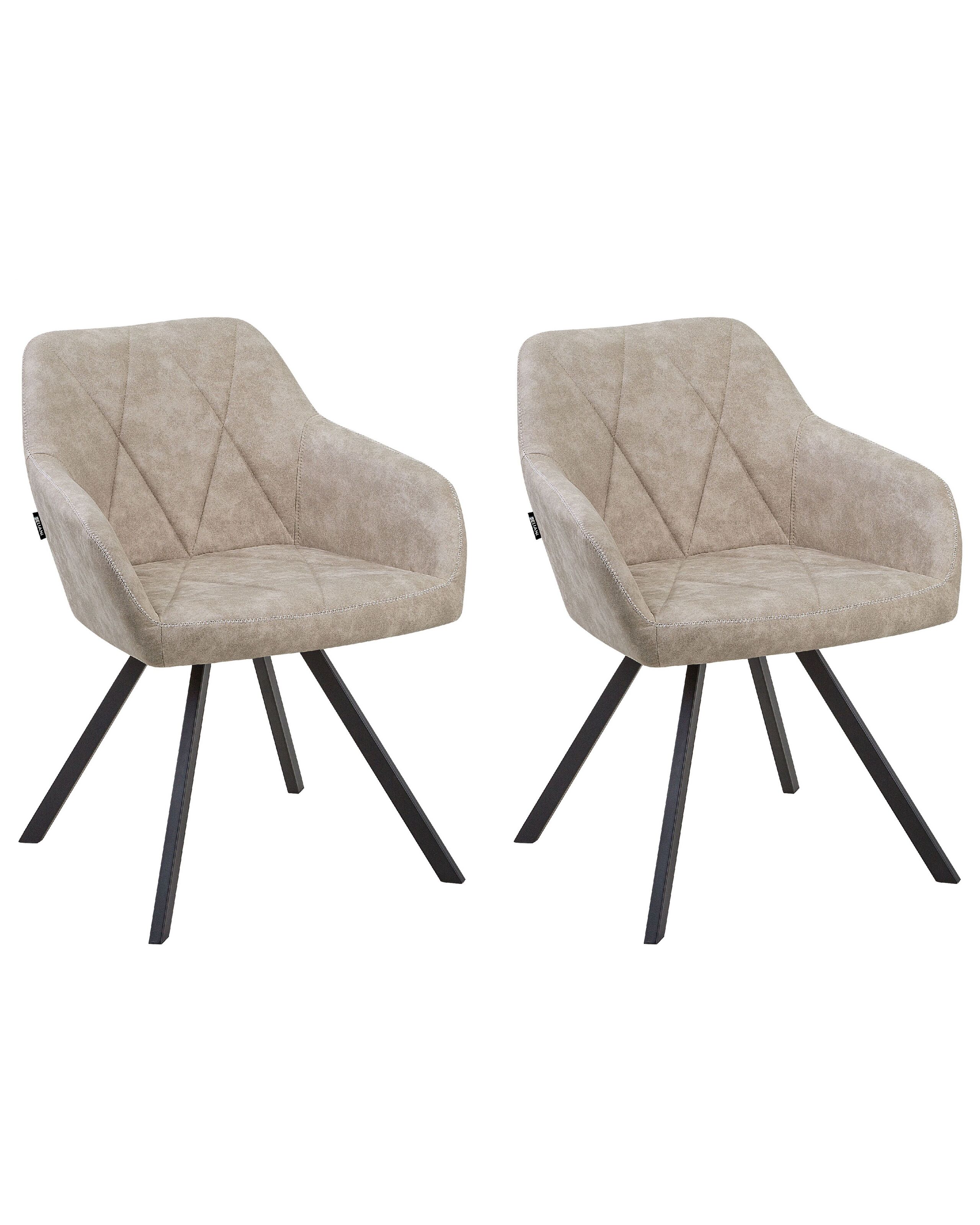 Set of 2 Fabric Dining Chairs Beige MONEE - Gemini Interiors