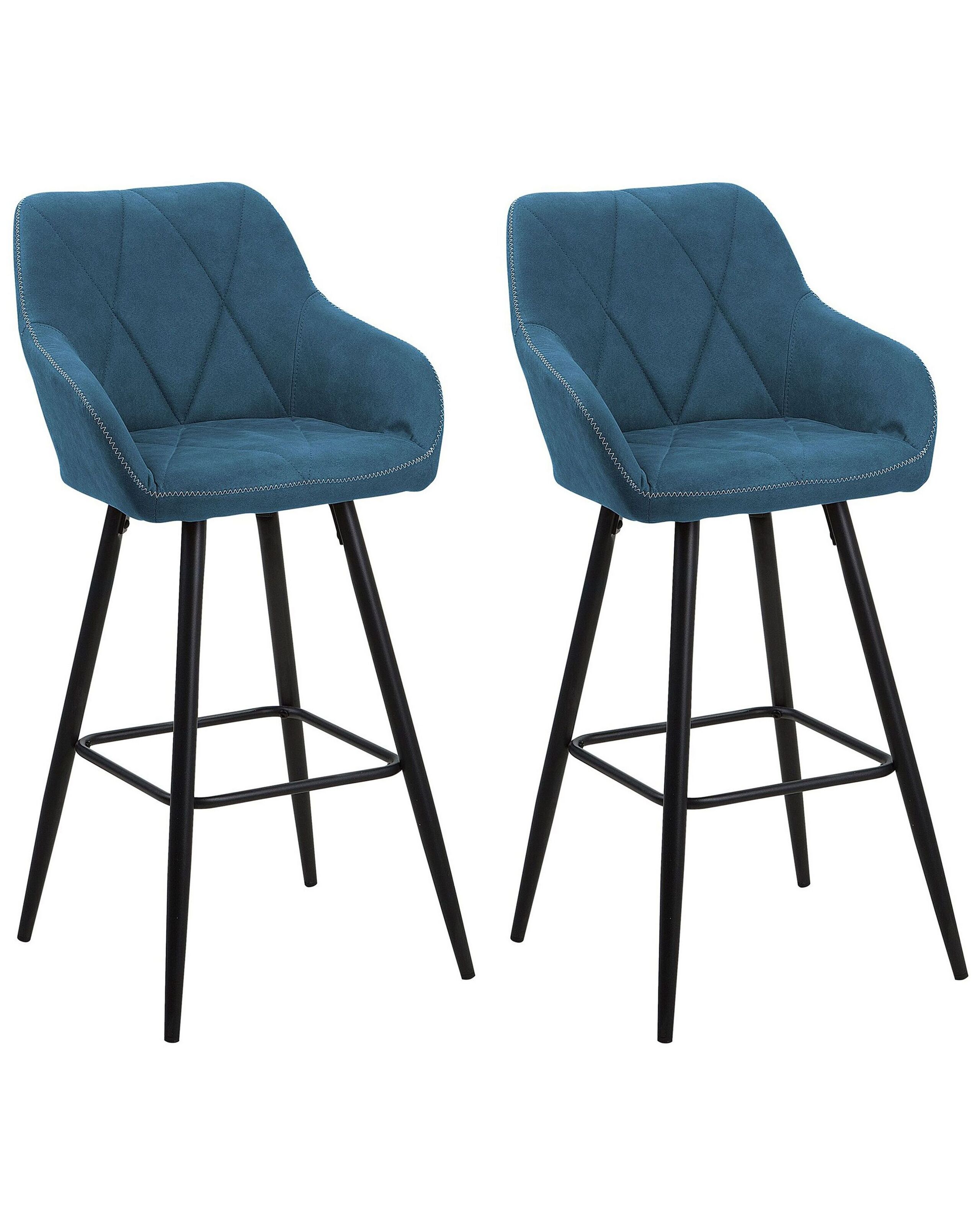 Set of 2 Fabric Bar Chairs Blue DARIEN - Gemini Interiors