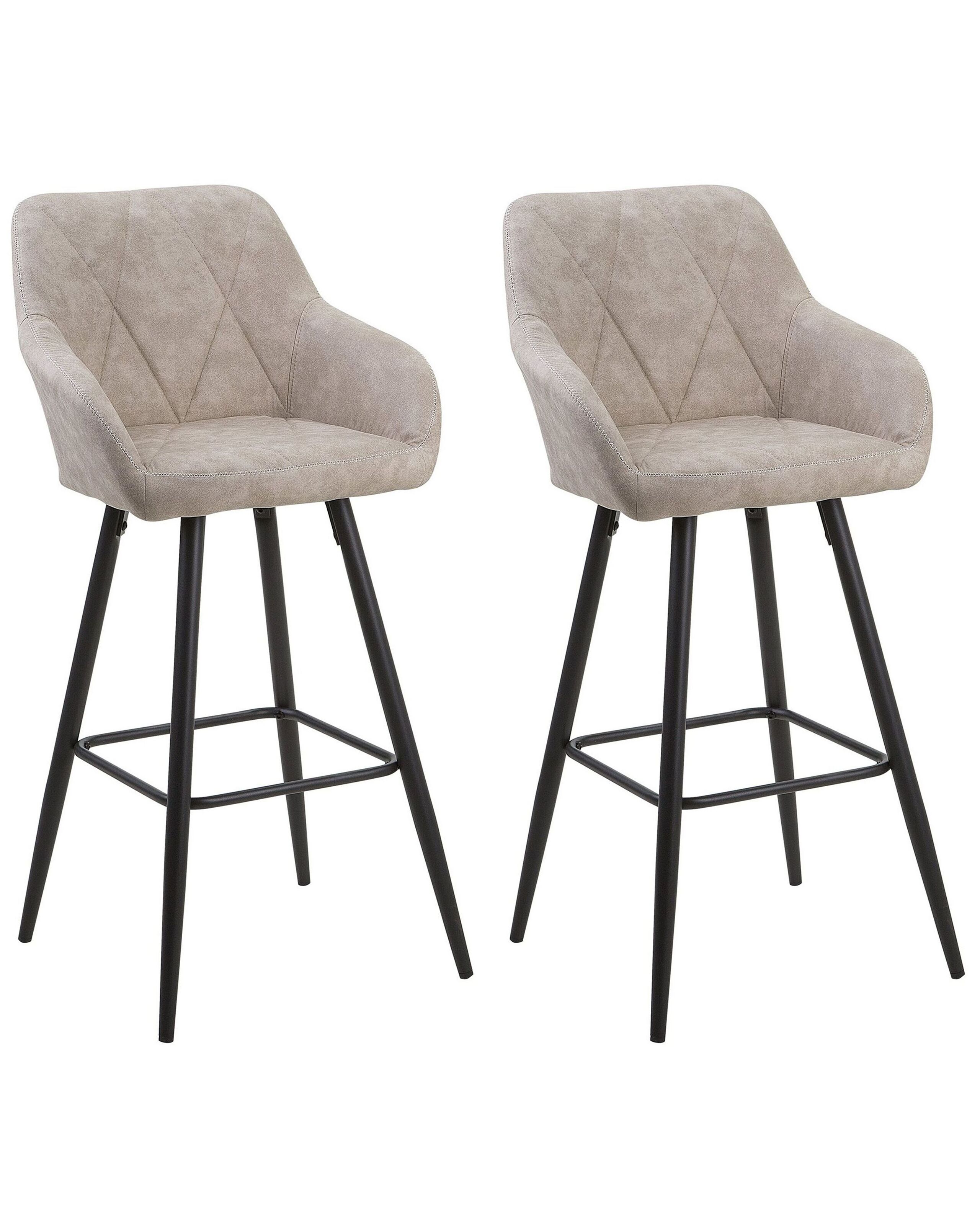 Set of 2 Fabric Bar Chairs Beige DARIEN - Gemini Interiors
