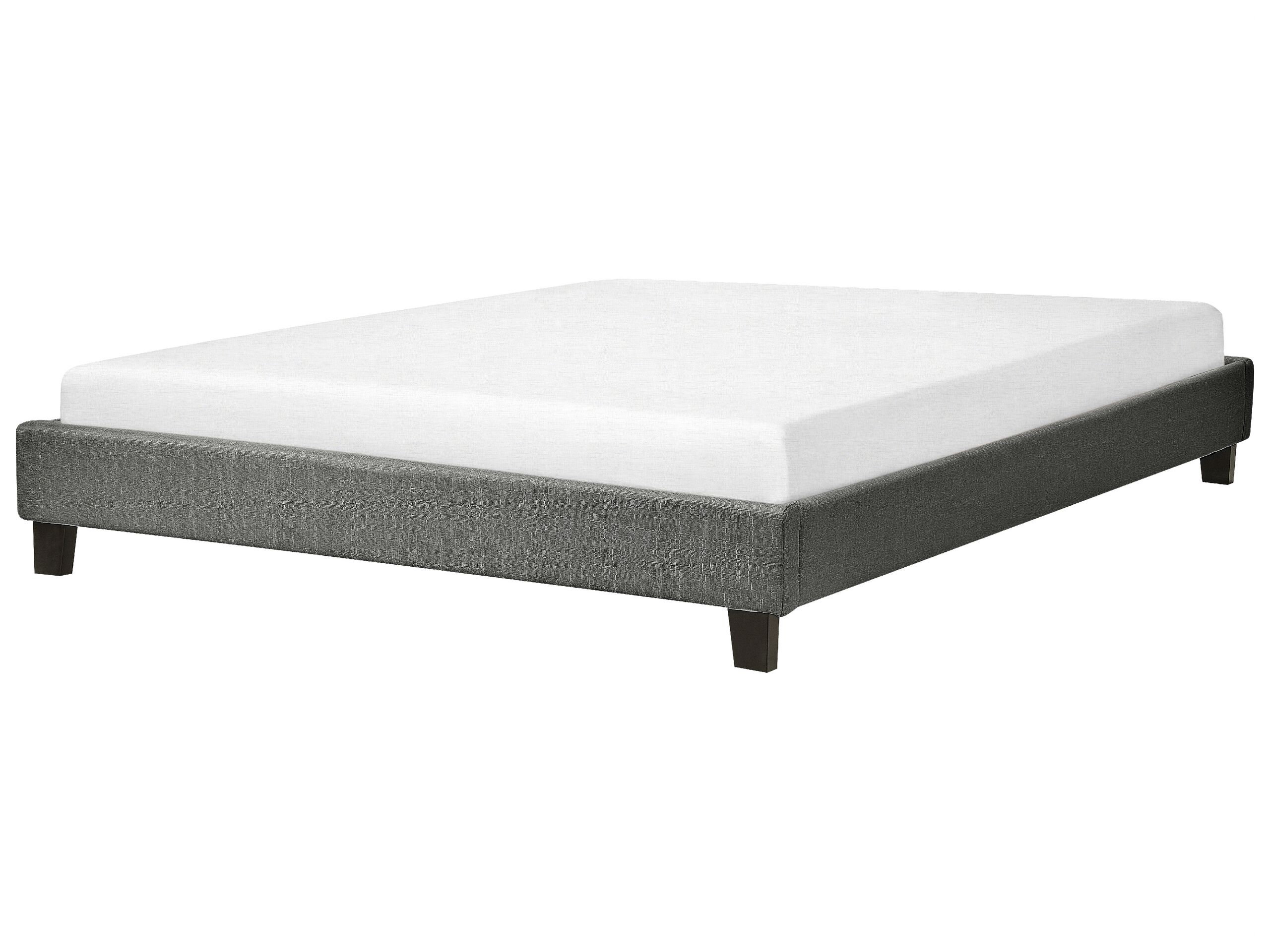 Fabric EU King Size Bed Grey ROANNE - Gemini Interiors
