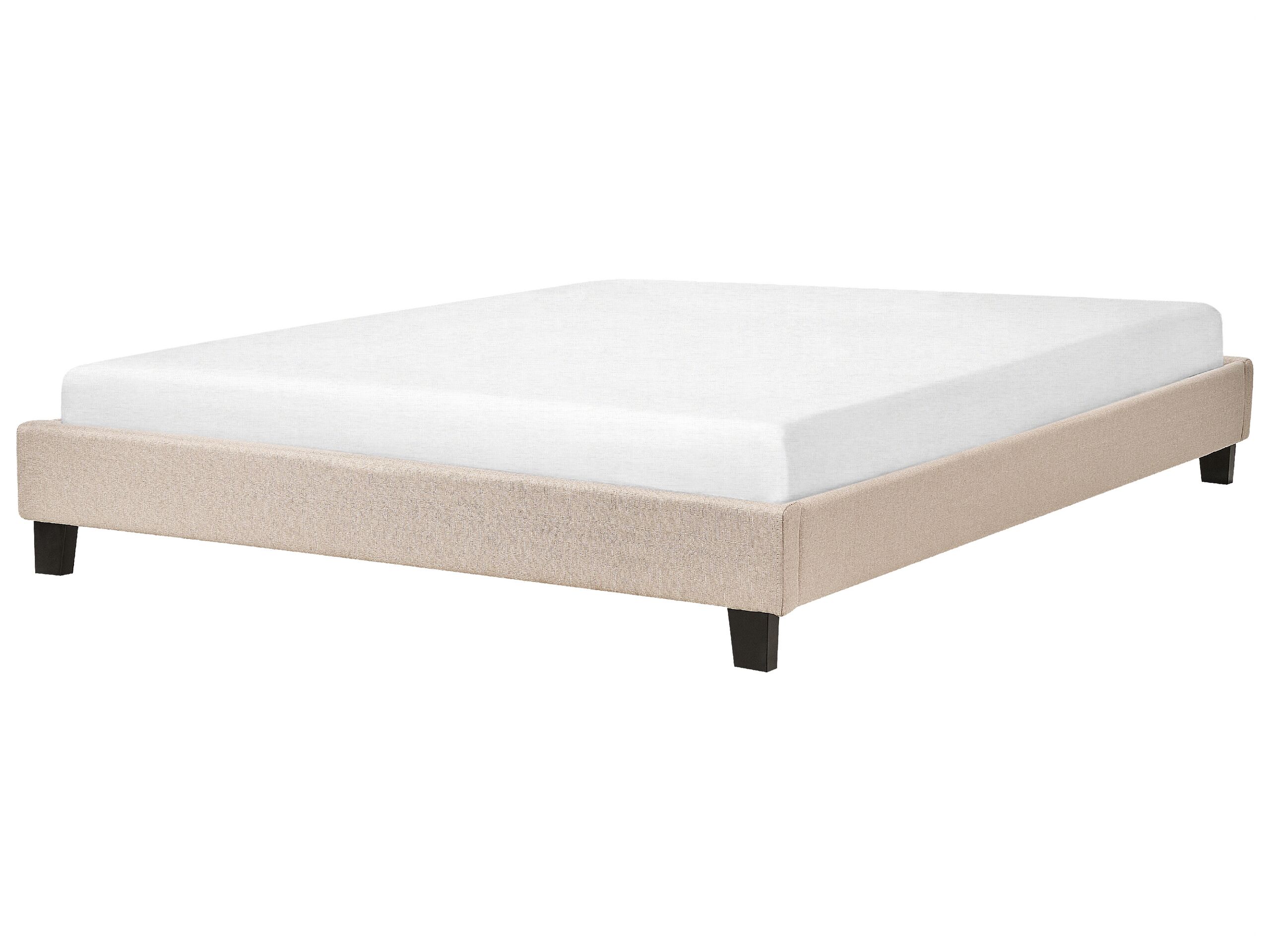 Fabric EU King Size Bed Beige ROANNE - Gemini Interiors