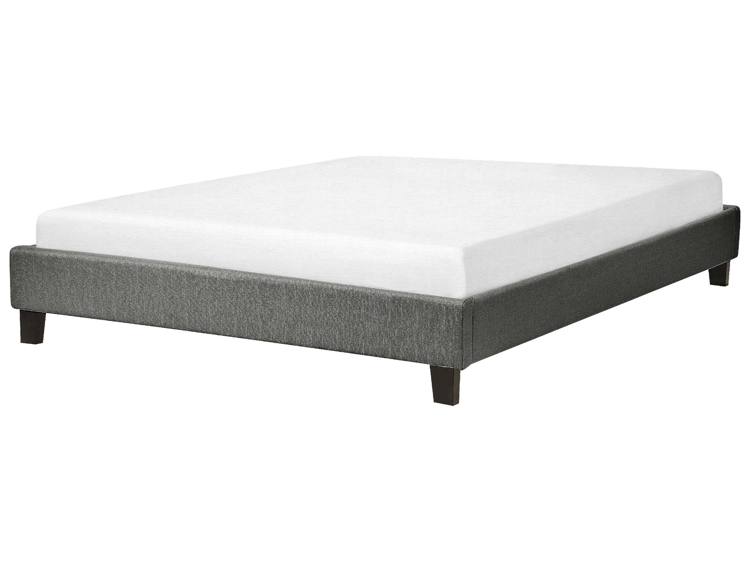 Fabric EU Double Size Bed Grey ROANNE - Gemini Interiors